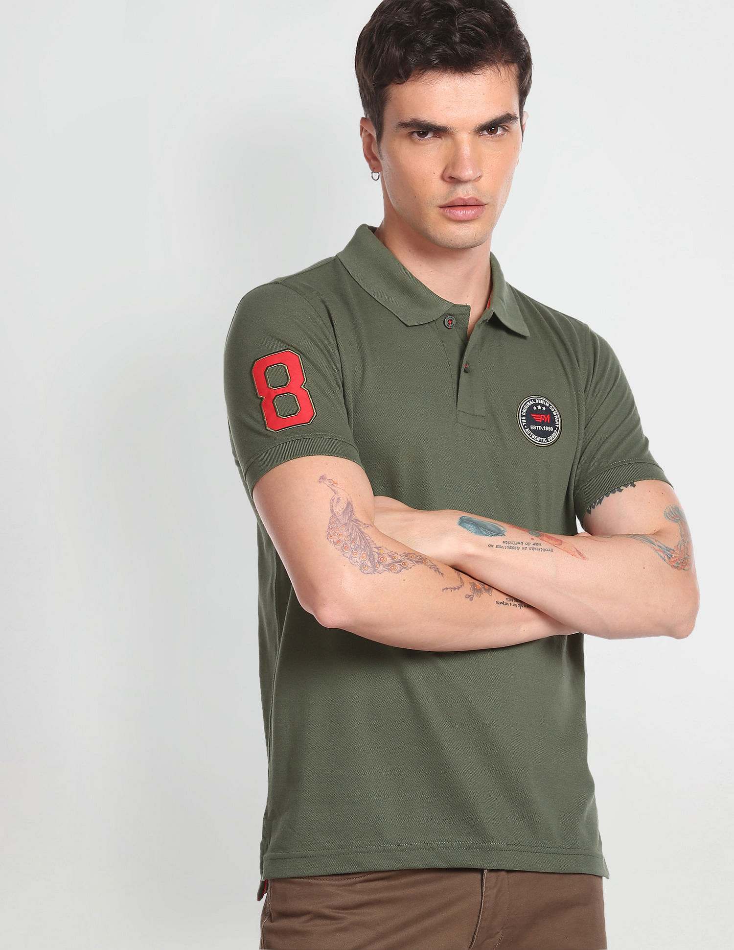 Flying Machine Appliqued Pique Polo Shirt