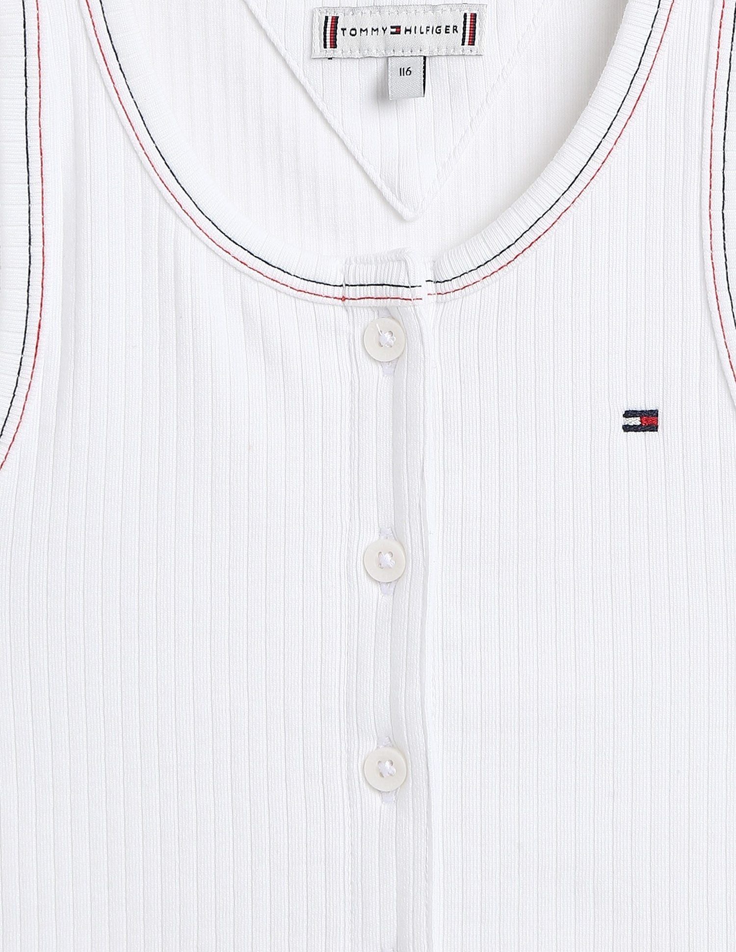 Tommy Hilfiger Kids Girls Texture Slim-Fit Cotton T-Shirt