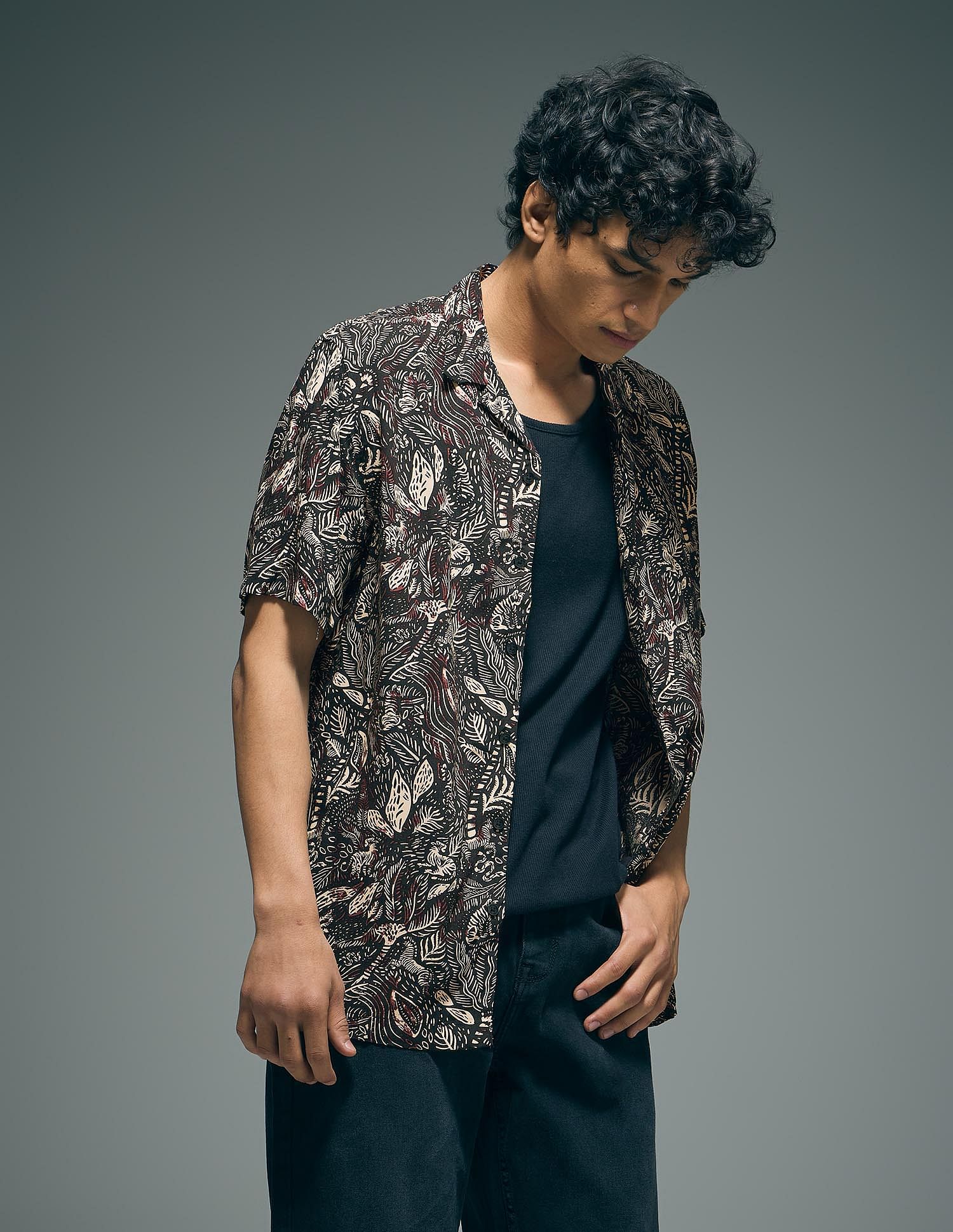 Flying Machine Tropical Print Cotton Shirt