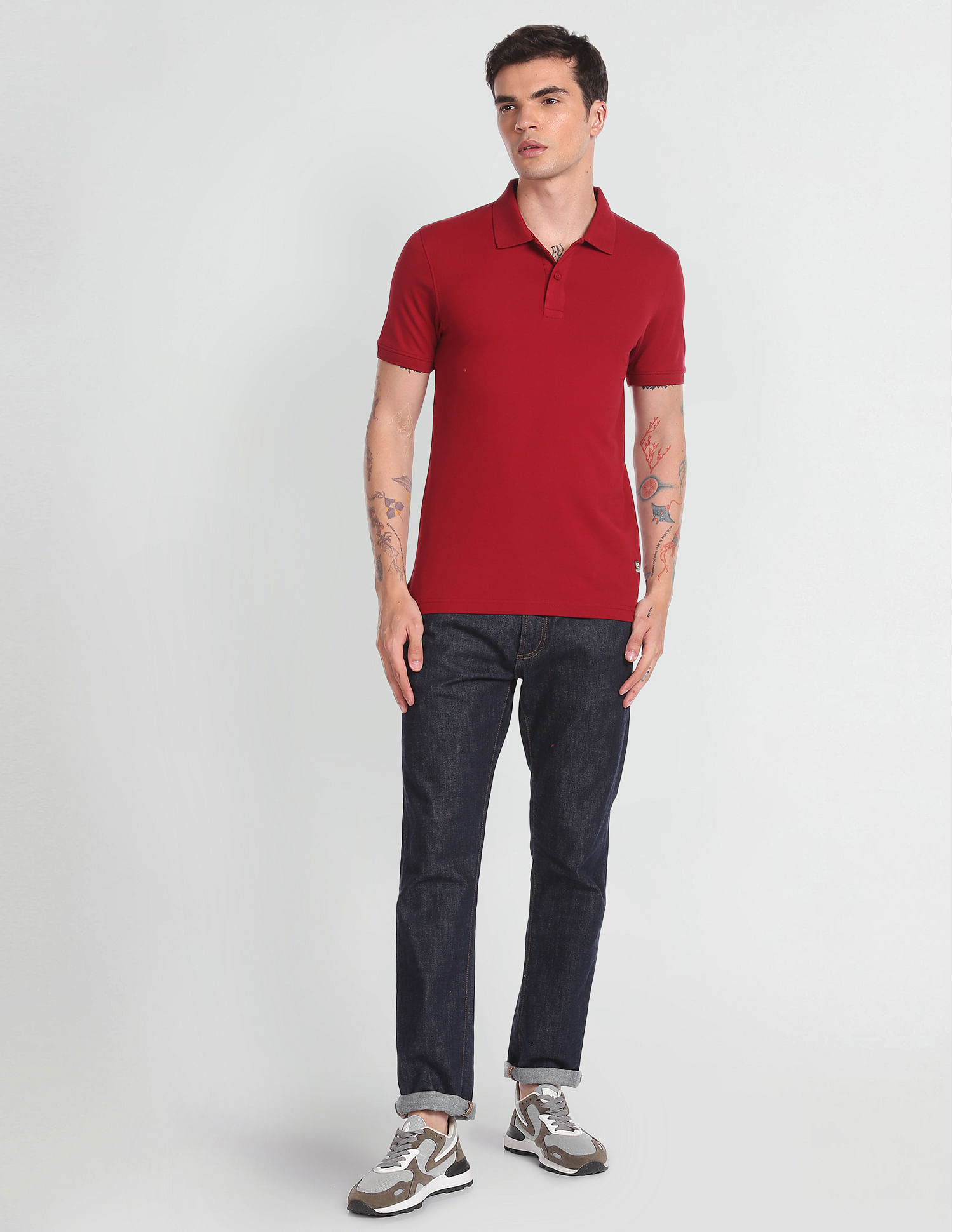 Flying Machine Solid Pique Polo Shirt