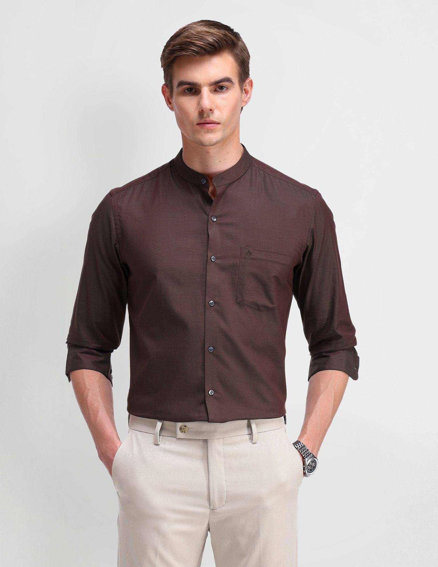 Arrow Manhattan Slim Fit Textured Shirt