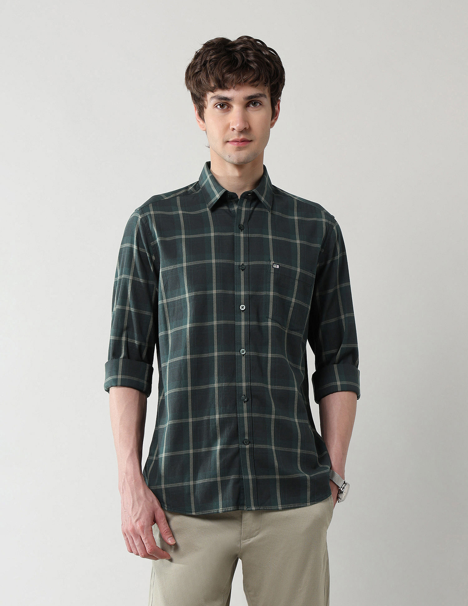 Arrow Sport Grid Tattersall Checked Dobby Shirt