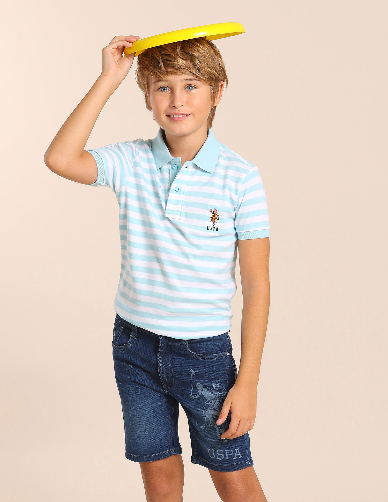U.S. Polo Assn. Kids Boys Horizontal Striped Regular Fit Polo T shirt