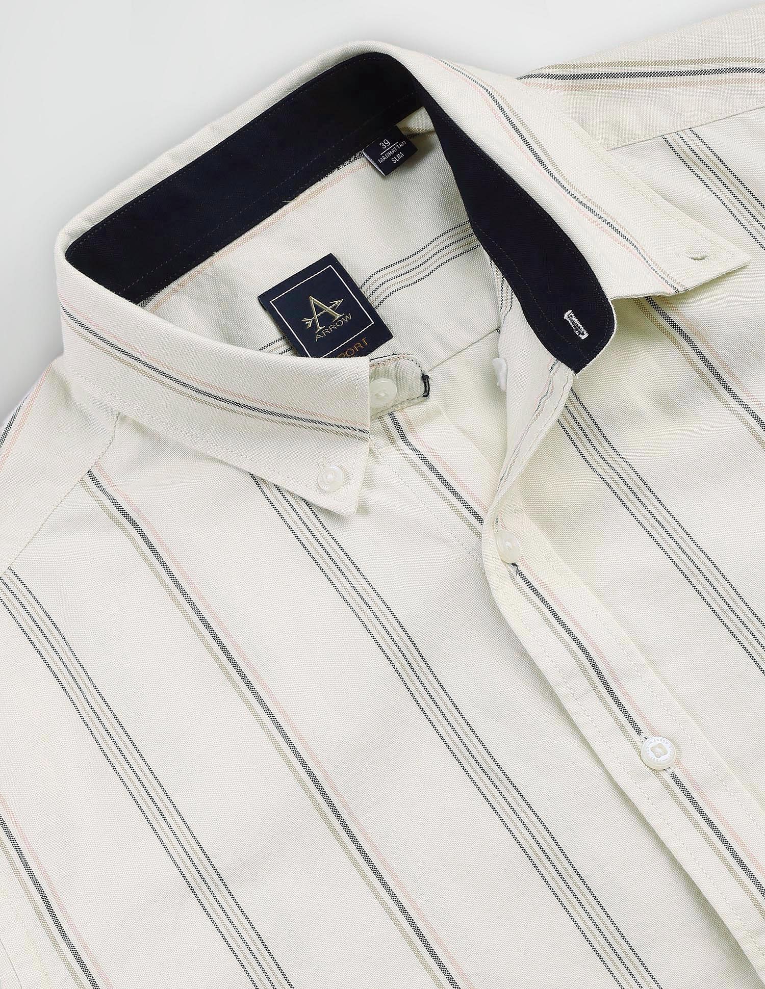 Arrow Sports Vertical Stripe Oxford Shirt