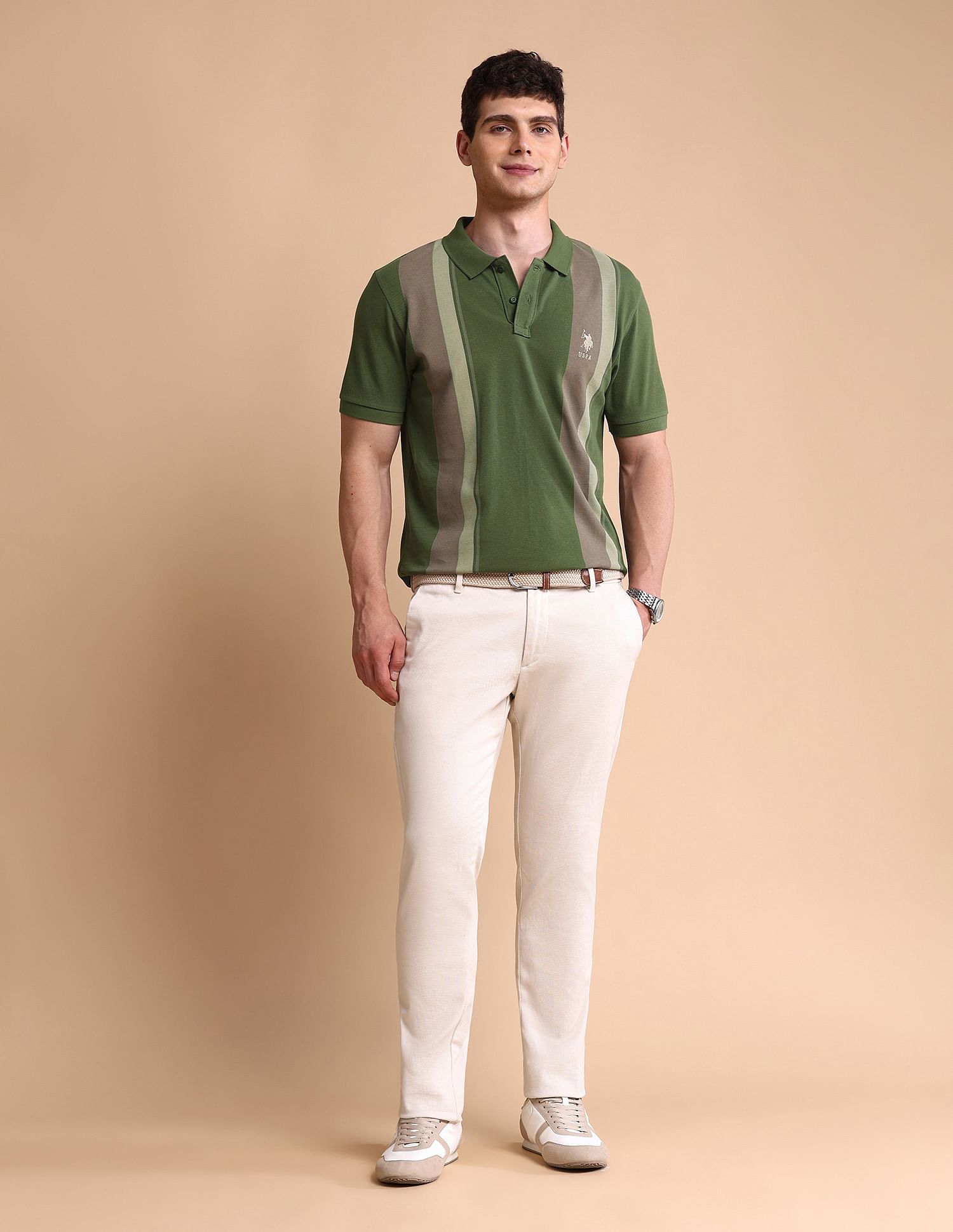 U.S. Polo Assn. Colourblocked Slim Fit Polo Shirt