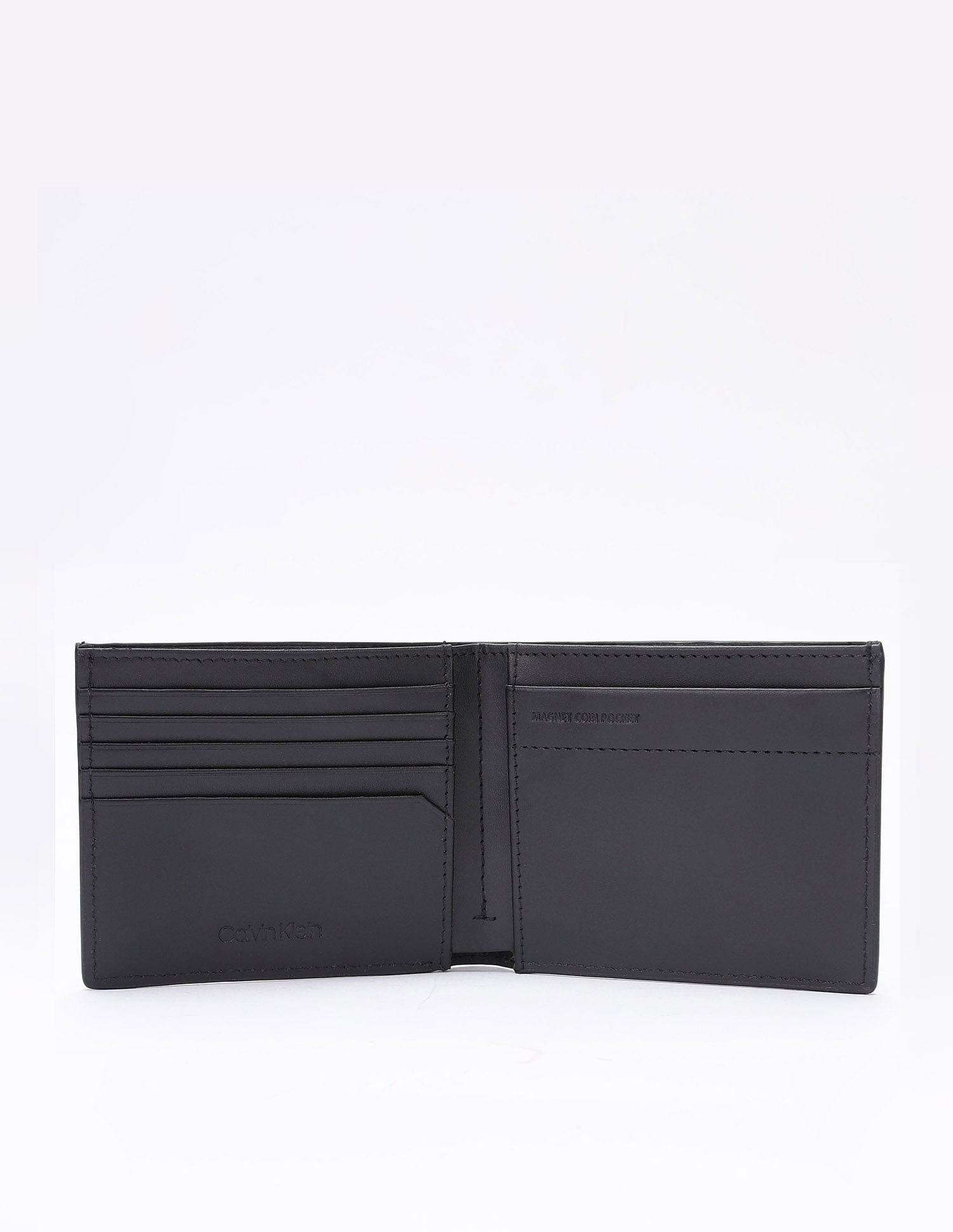 Calvin Klein Logo Black Leather Bi-Fold Wallet