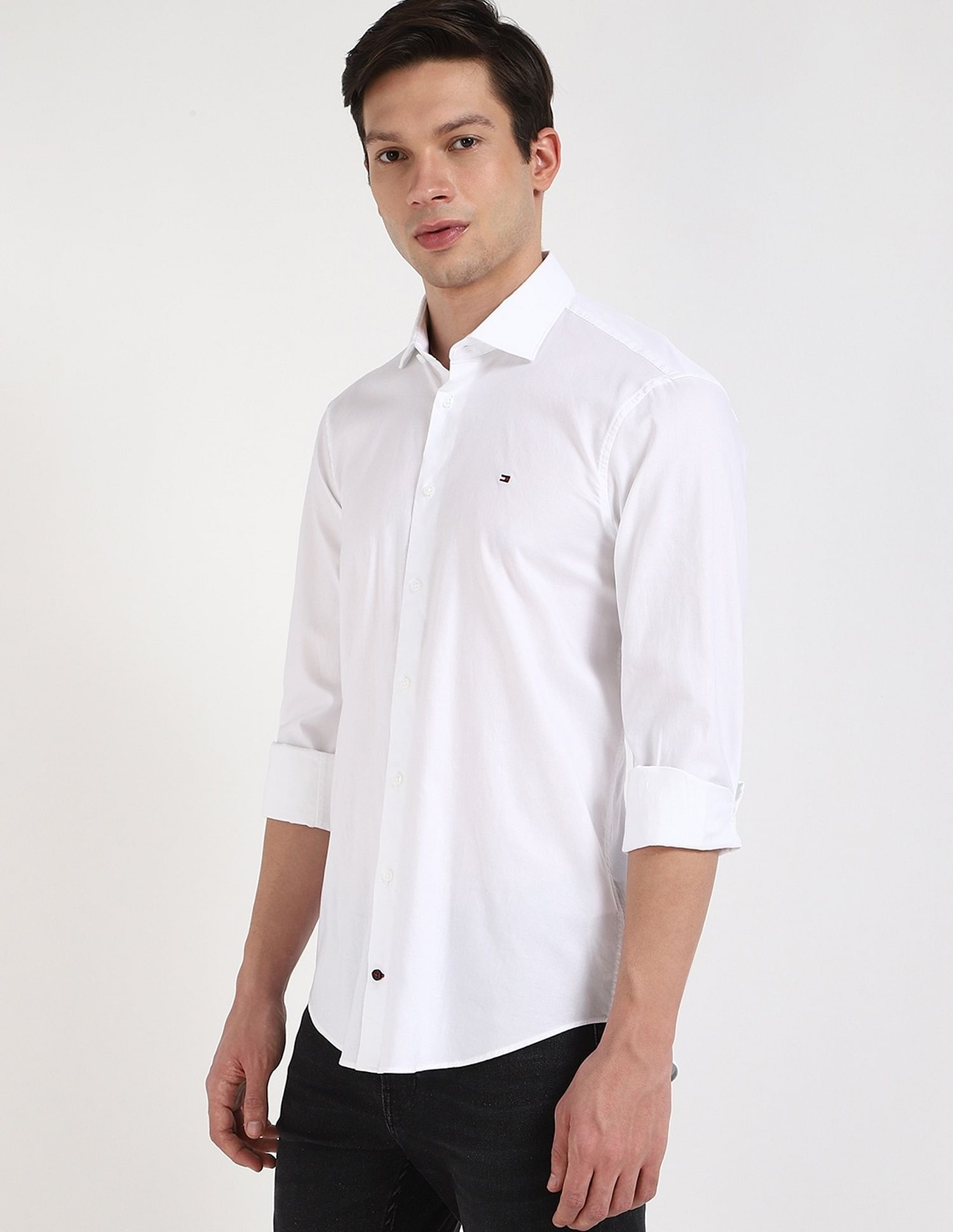 Tommy Hilfiger Logo Solid Regular-Fit Oxford Woven Shirt