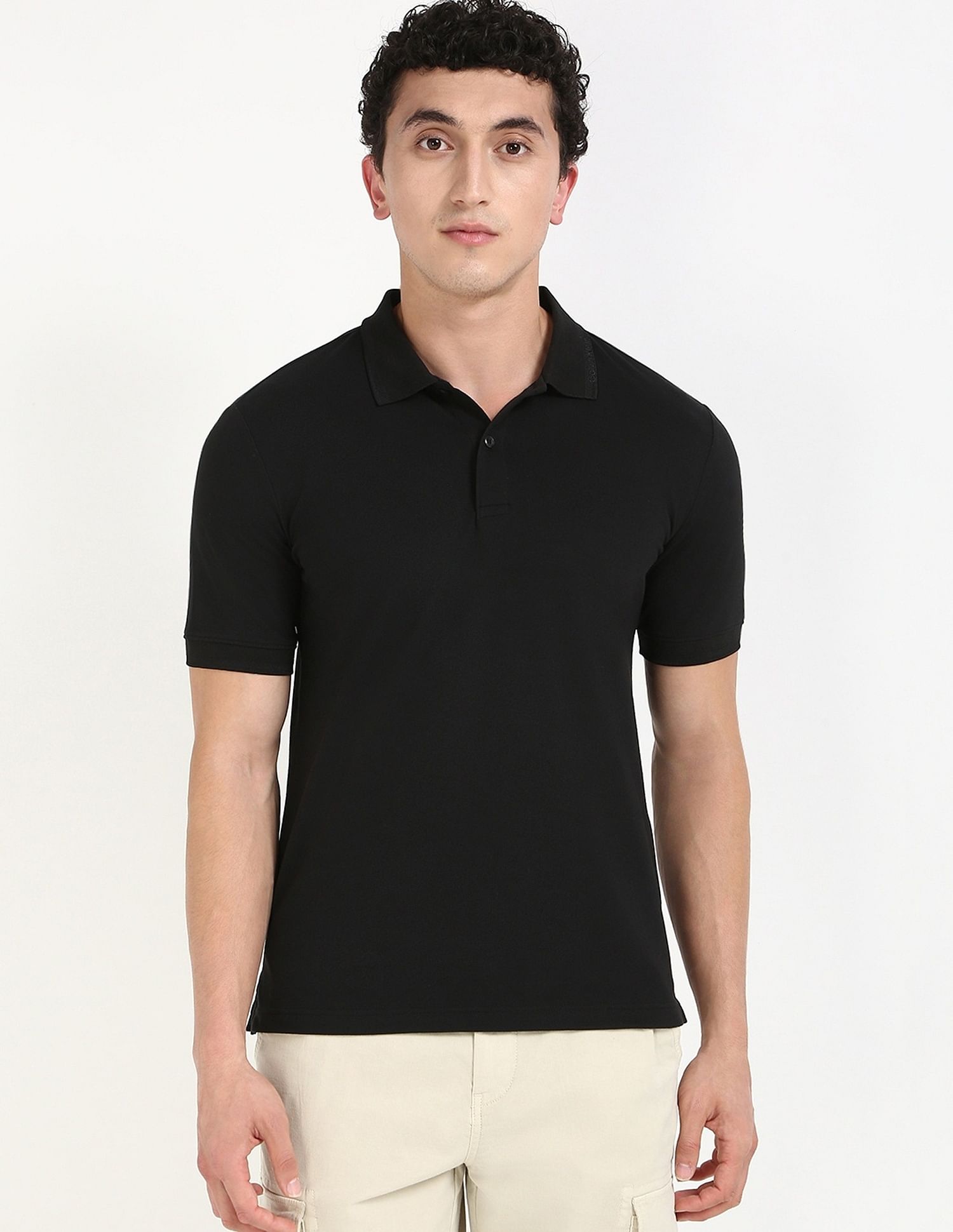 Calvin Klein Jeans Solid Slim Fit Cotton Polo Shirt