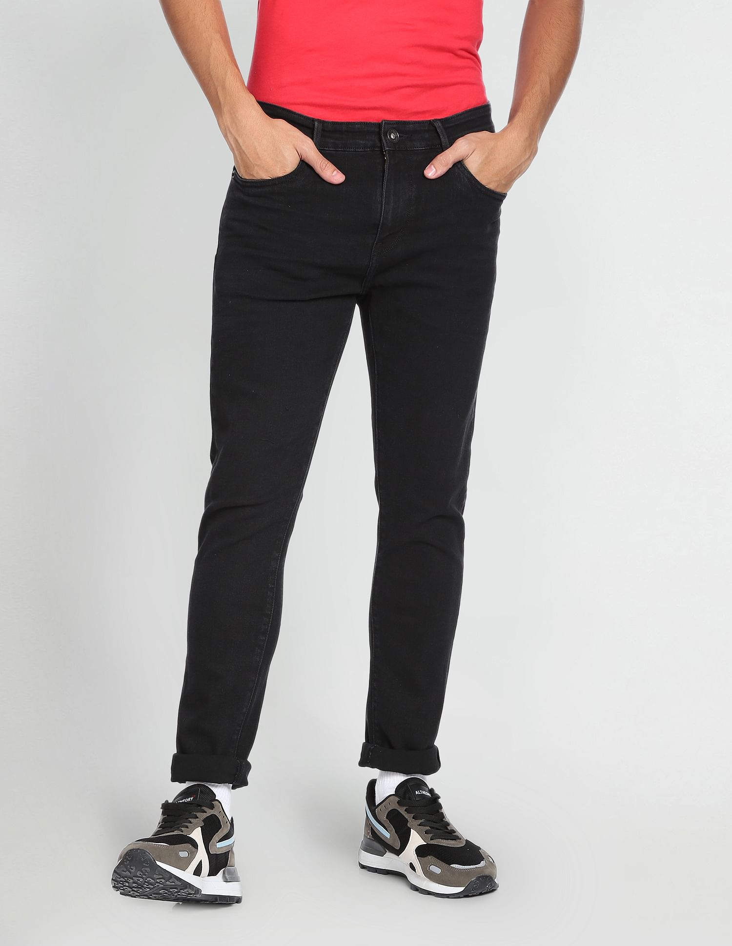 Flying Machine Slash Slim Tapered Fit Rinsed Jeans