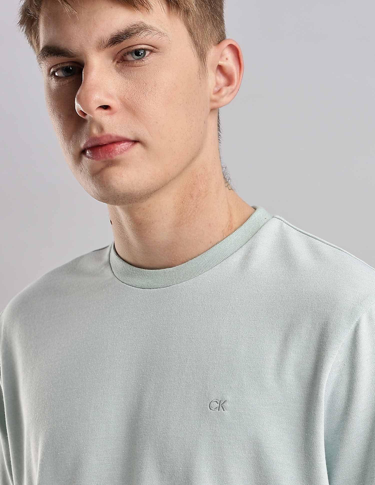 Calvin Klein Jeans Mens Blue Solid T-Shirts