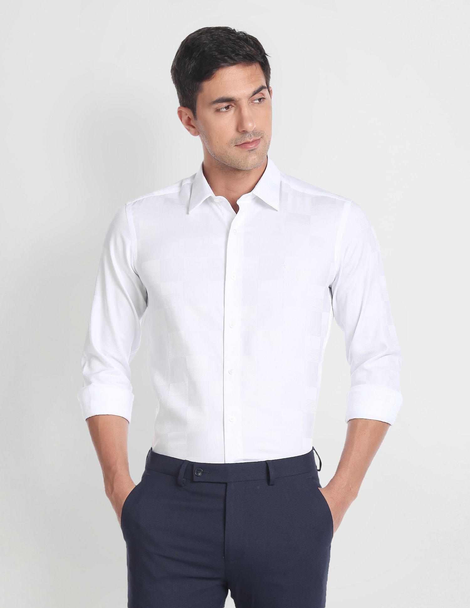 Arrow Newyork Self Design Satin Formal Shirt