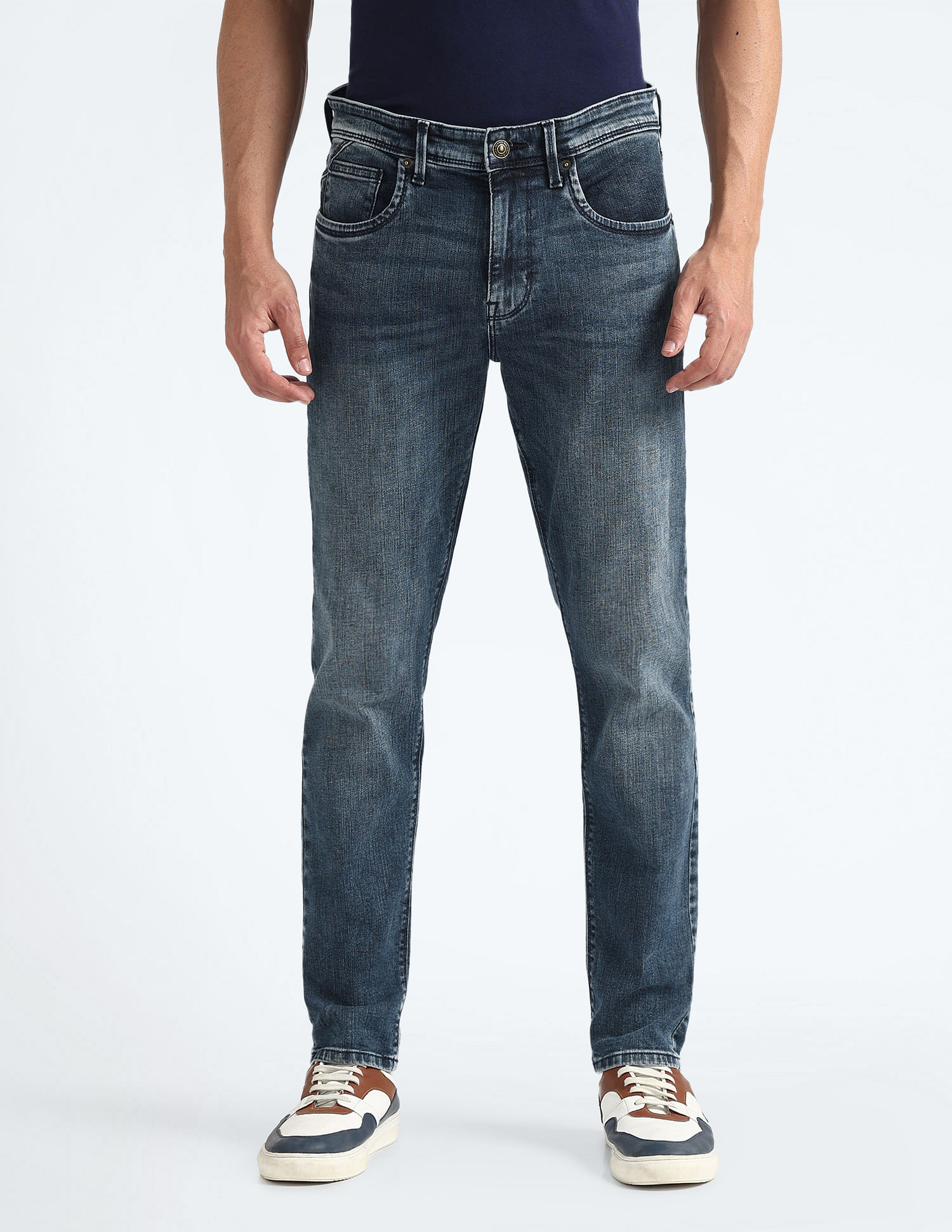 Flying Machine Slash Slim Tapered Mid Rise Jeans