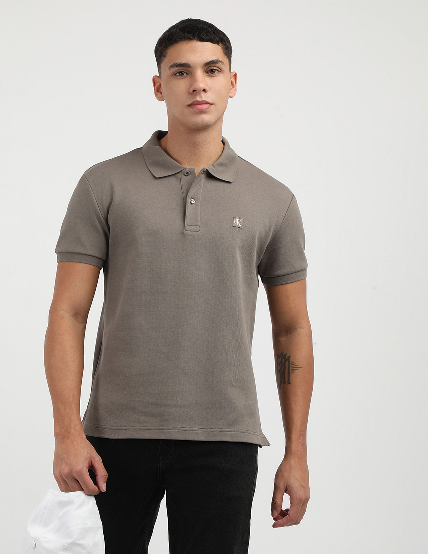 Calvin Klein Solid Badge Logo Polo Shirt