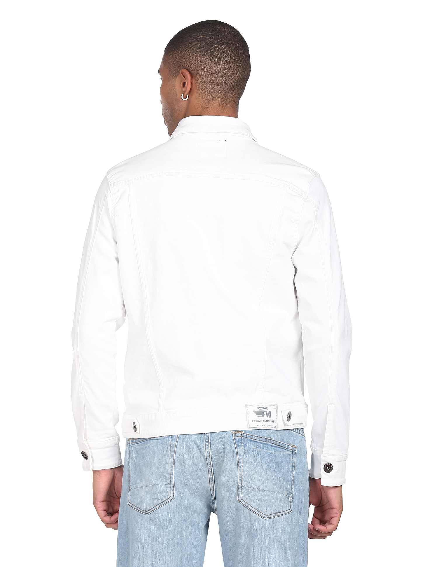 Flying Machine Spread Collar Solid Denim Jacket