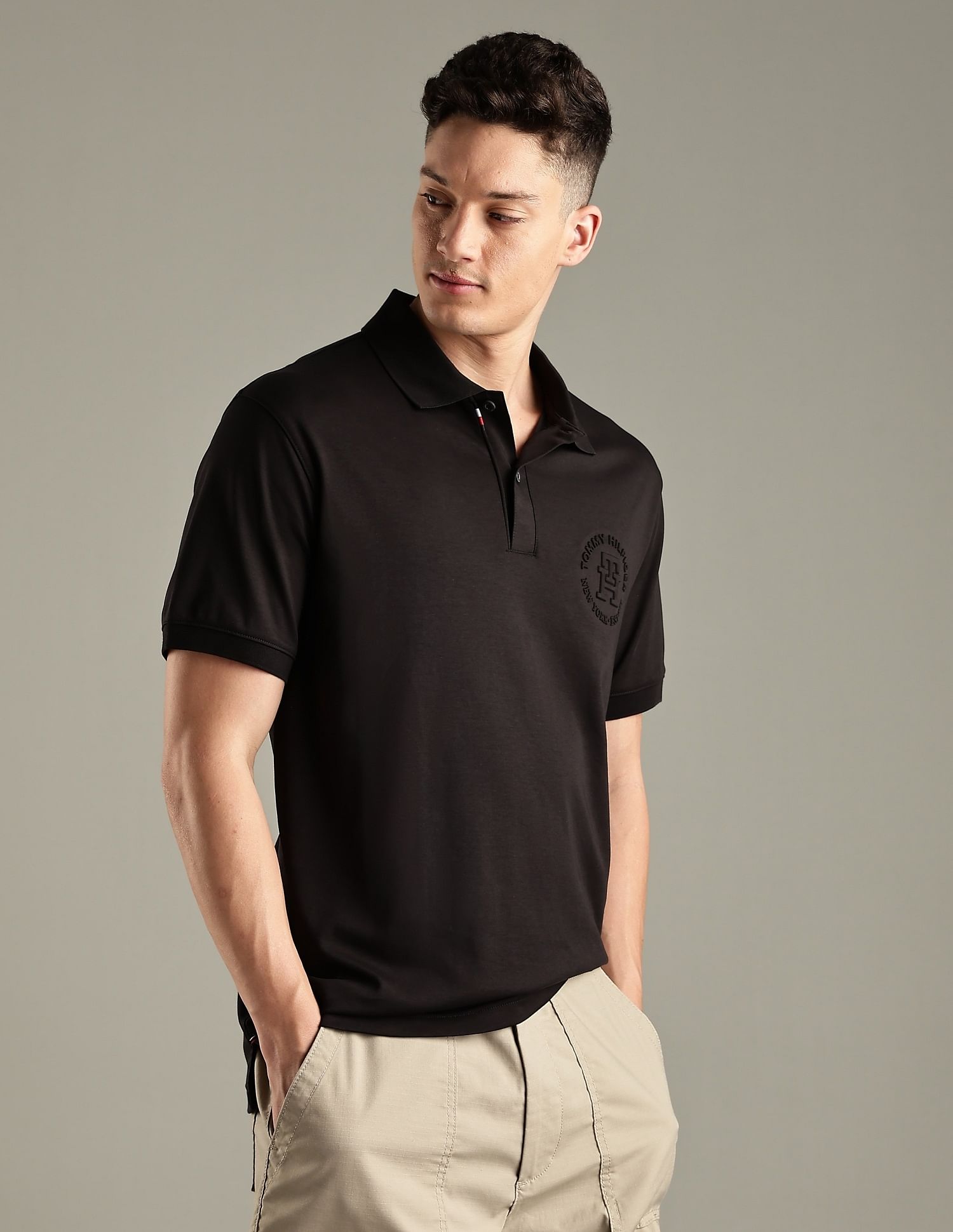 Tommy Hilfiger Solid Regular-Fit Cotton Polo Shirt