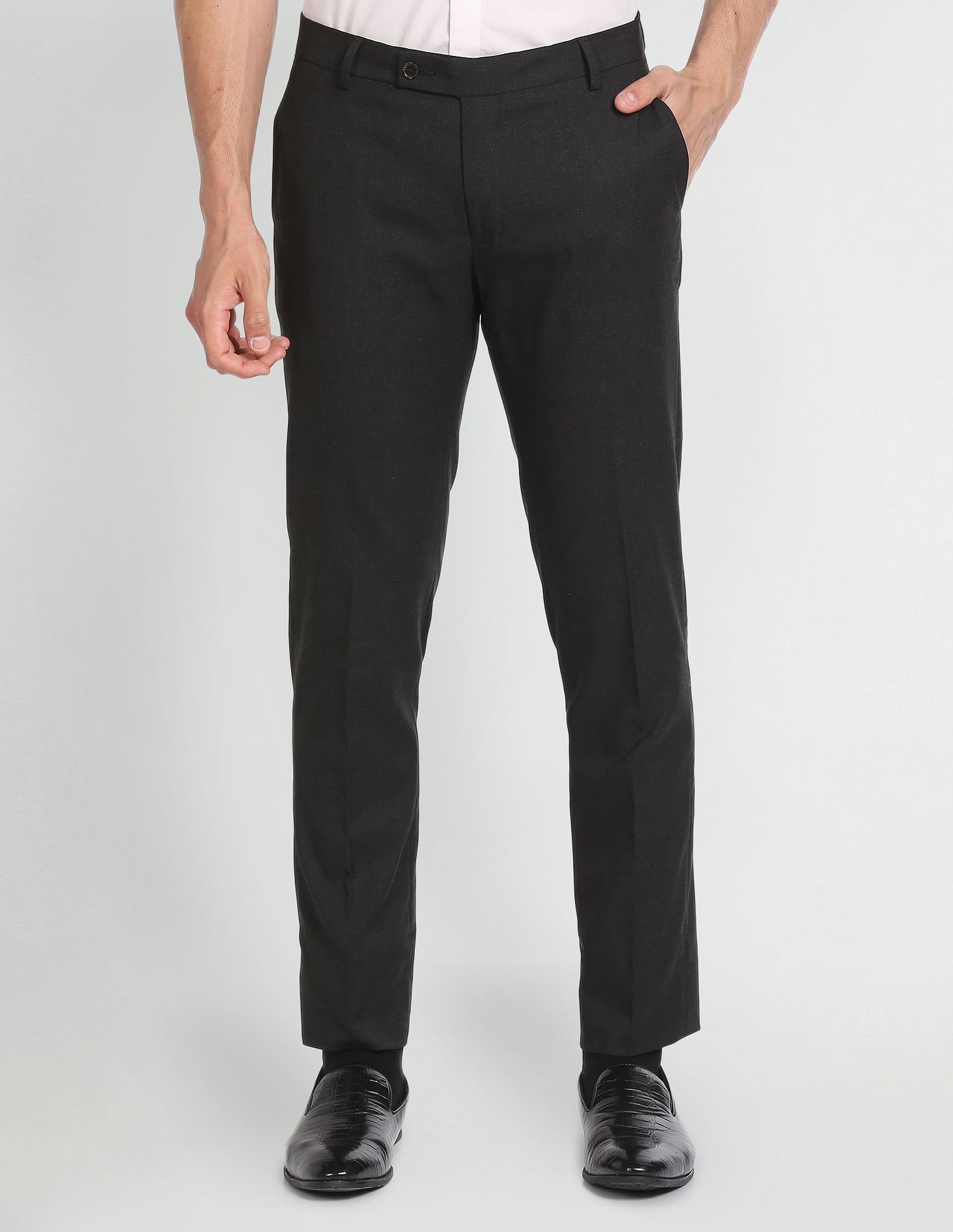Arrow Heathered Hudson Tailored Regular Fit Trousers