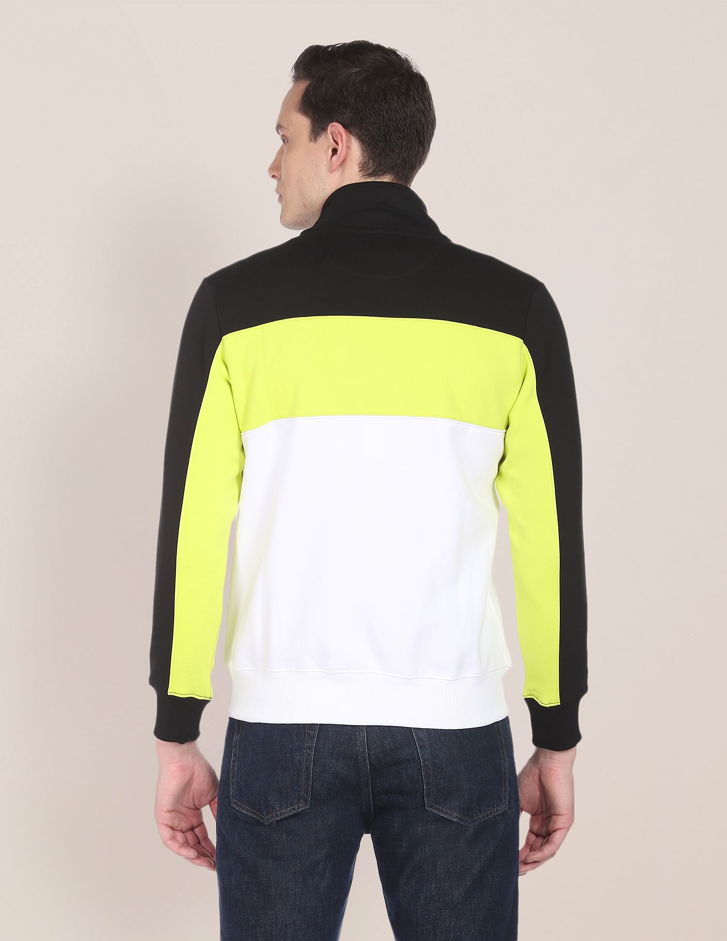 U.S. Polo Assn. High Neck Colour Block Panelled Sweatshirt