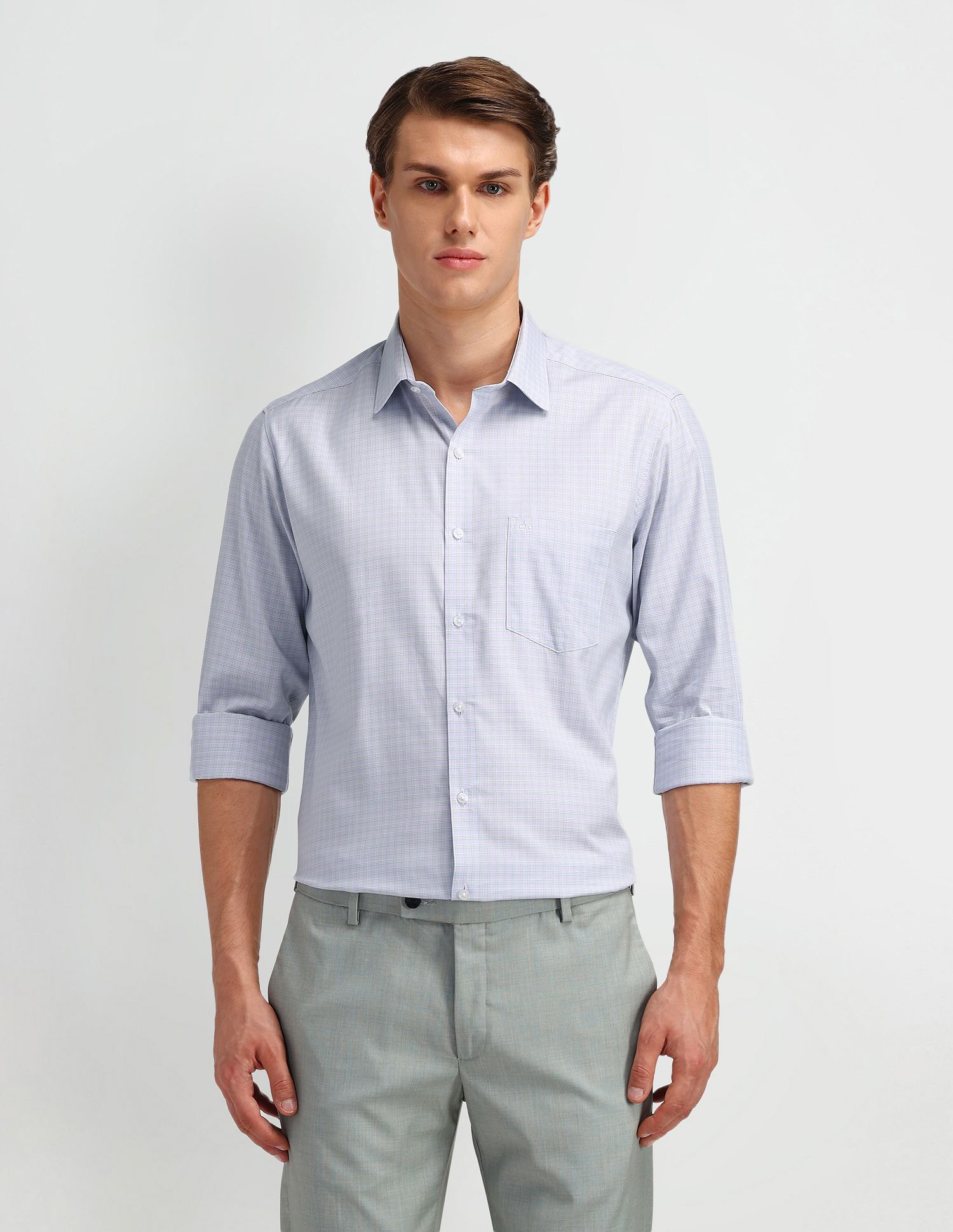 Arrow Manhattan Slim Fit Micro Checked Shirt