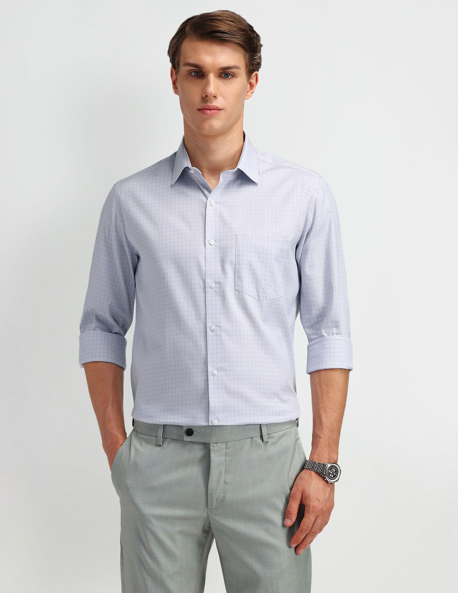 Arrow Manhattan Slim Fit Micro Checked Shirt