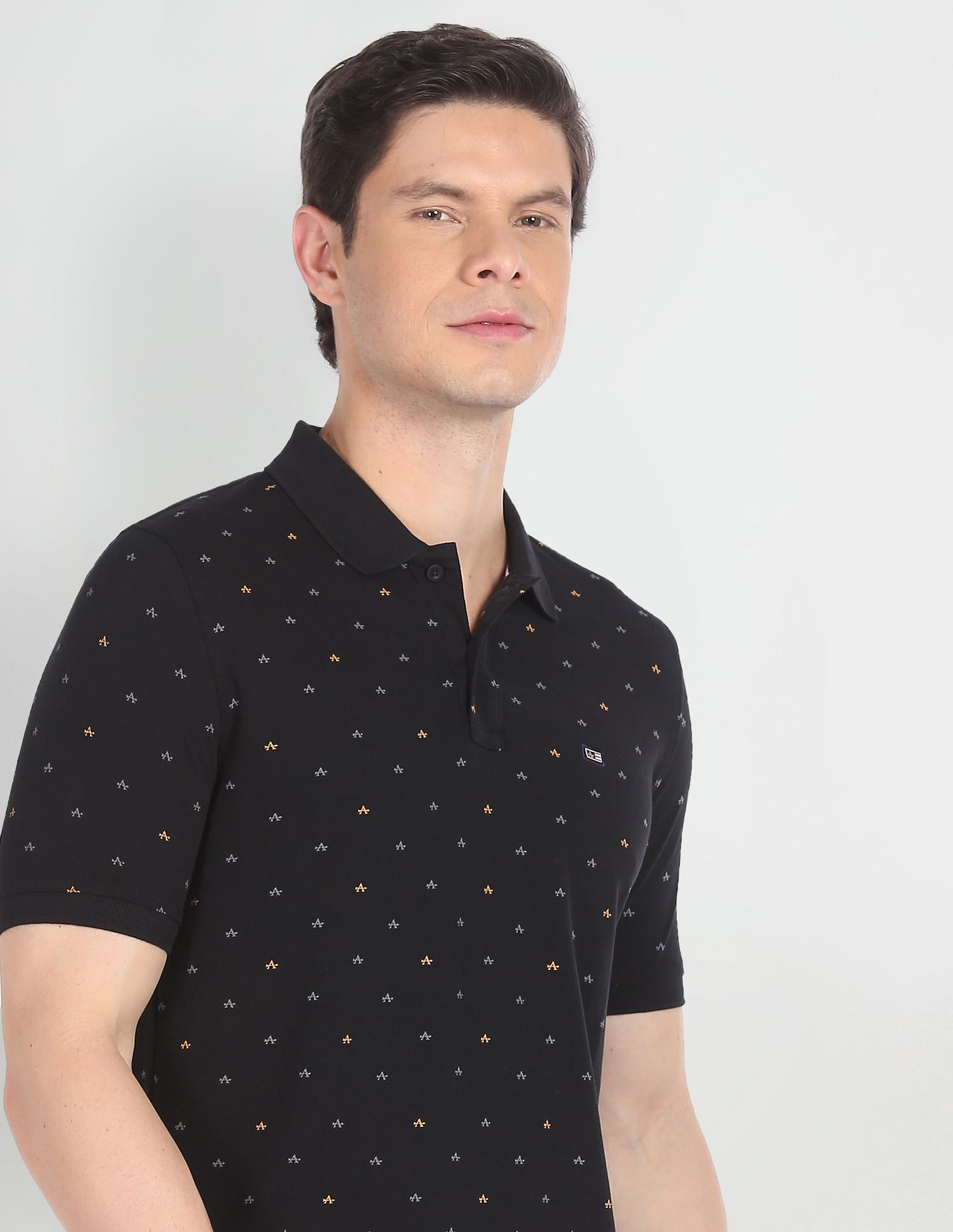 Arrow Sports Compact Cotton Logo Print Polo Shirt