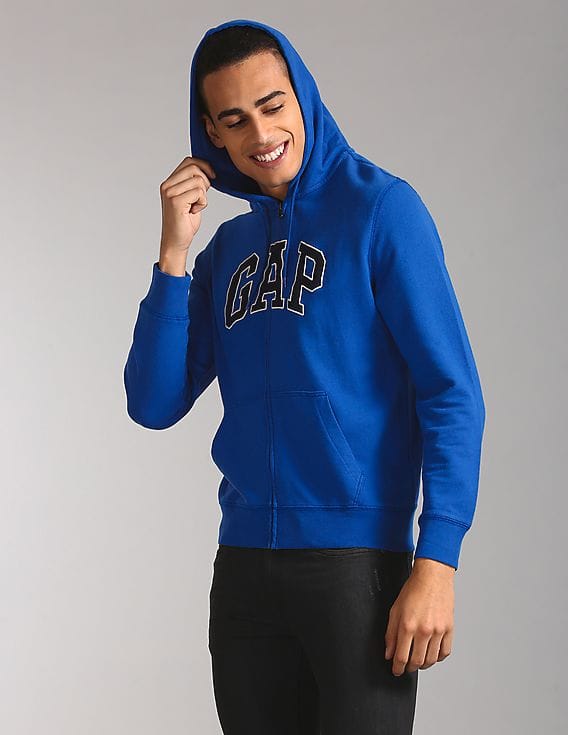 Buy GAP Men Blue Zip-Up Hooded Sweatshirt - NNNOW.com