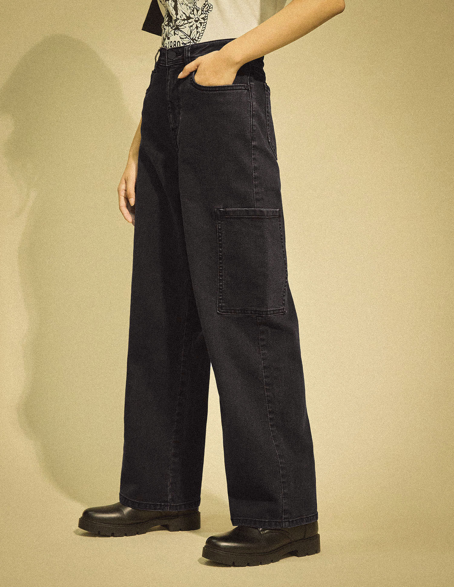 Flying Machine Women High Rise Cargo Jeans
