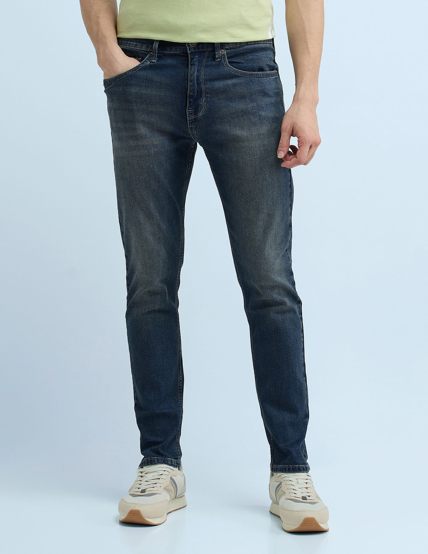Flying Machine Slash Slim Tapered Washed Jeans