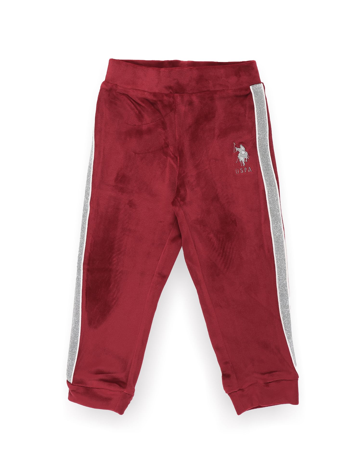 U.S. Polo Assn. Kids Girls Lurex Tape Velour Coordinate Track Pants