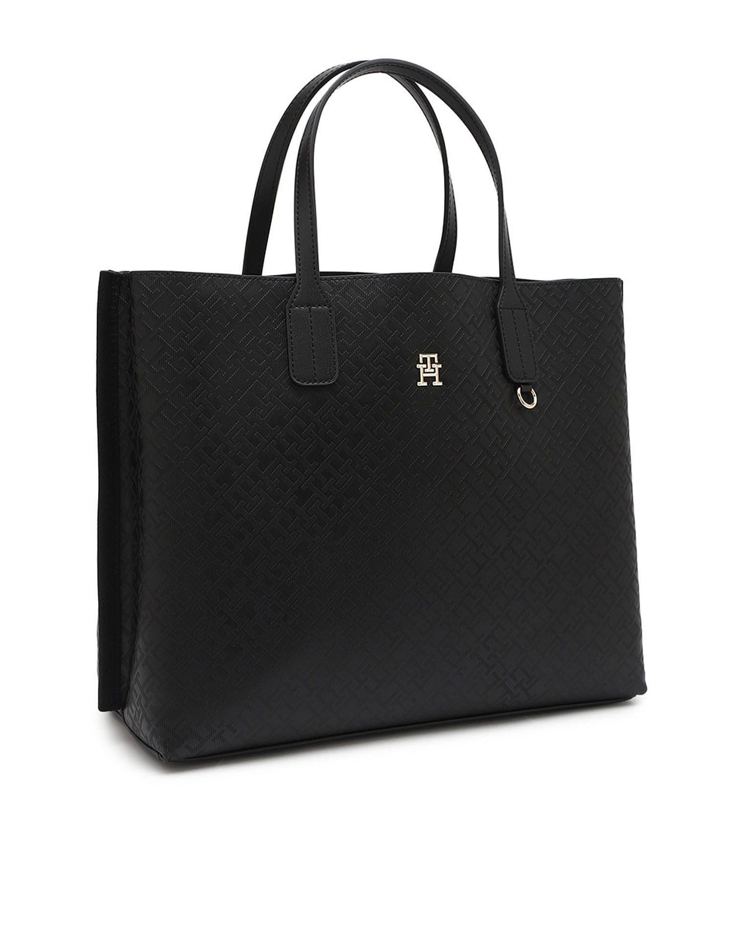 Tommy Hilfiger Logo Black Pu Handbags
