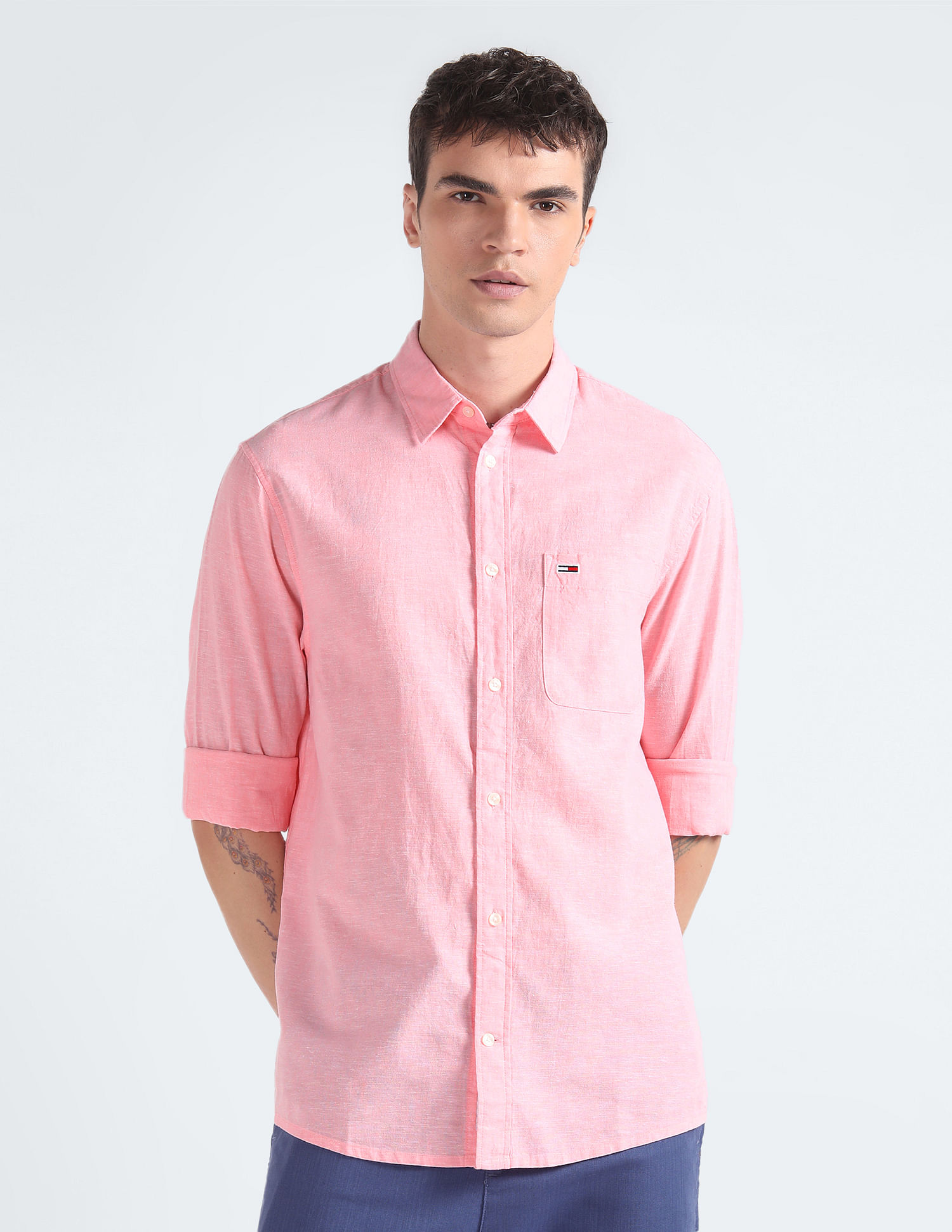 Tommy Hilfiger Chest Pocket Cotton Linen Shirt