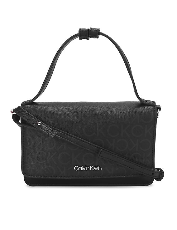 Buy Calvin Klein Women Black Must Flap All Over Monogram Mini