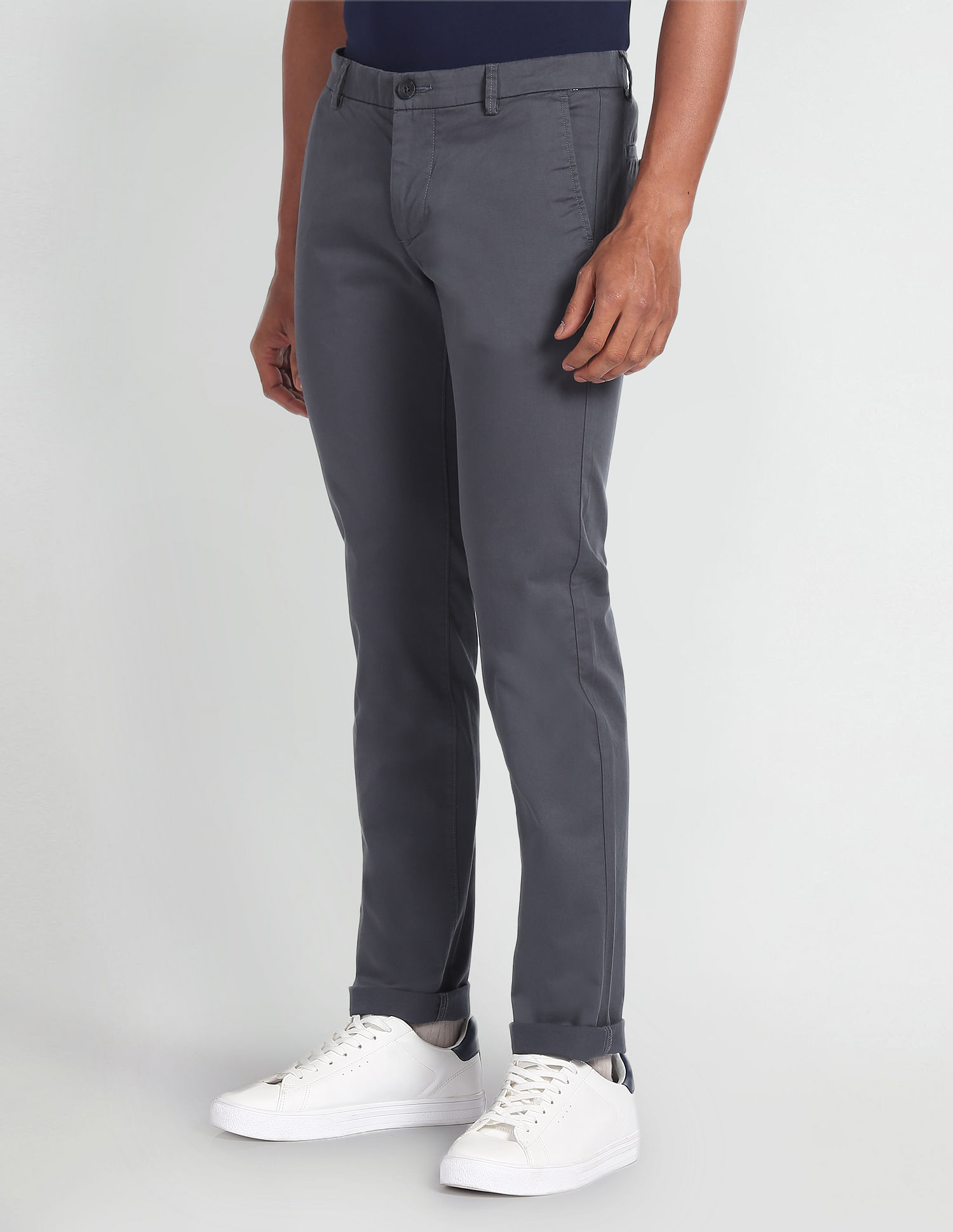 U.S. Polo Assn. Light Grey Slim Fit Flat Front Trousers-atpcosmetics.com.vn