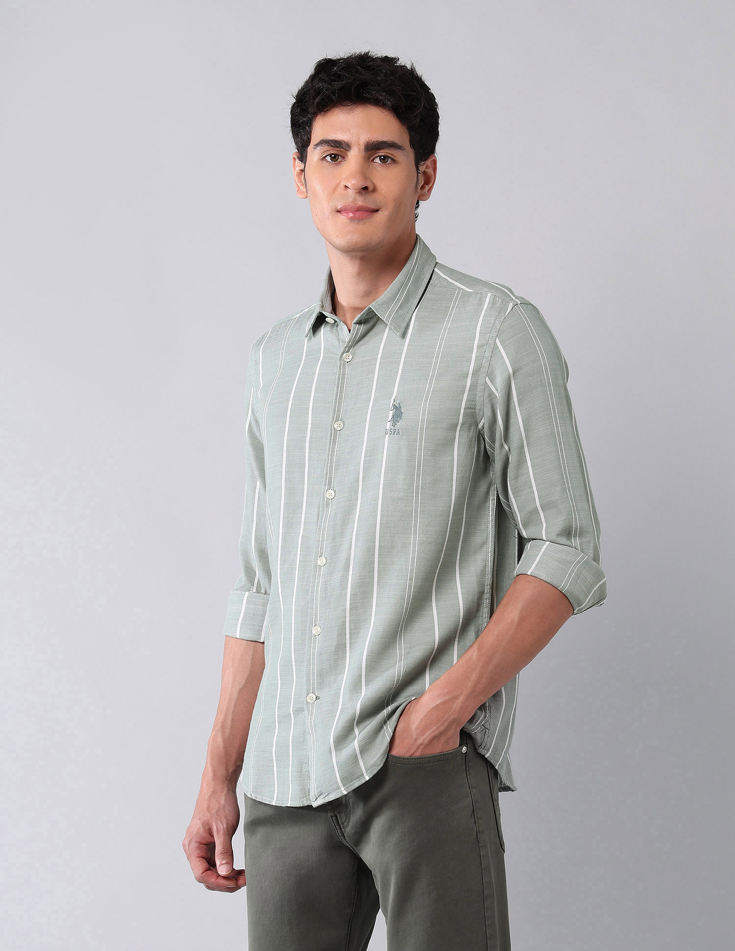 U.S. Polo Assn. Denim Co. Vertical Striped Pure Cotton Shirt