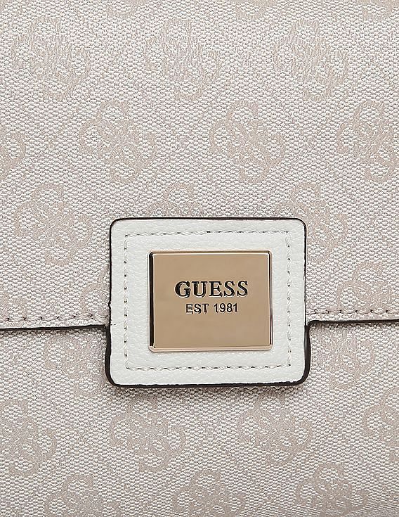 Buy GUESS Women Off White And Beige Candace Top Handle Flap Sling Bag NNNOW