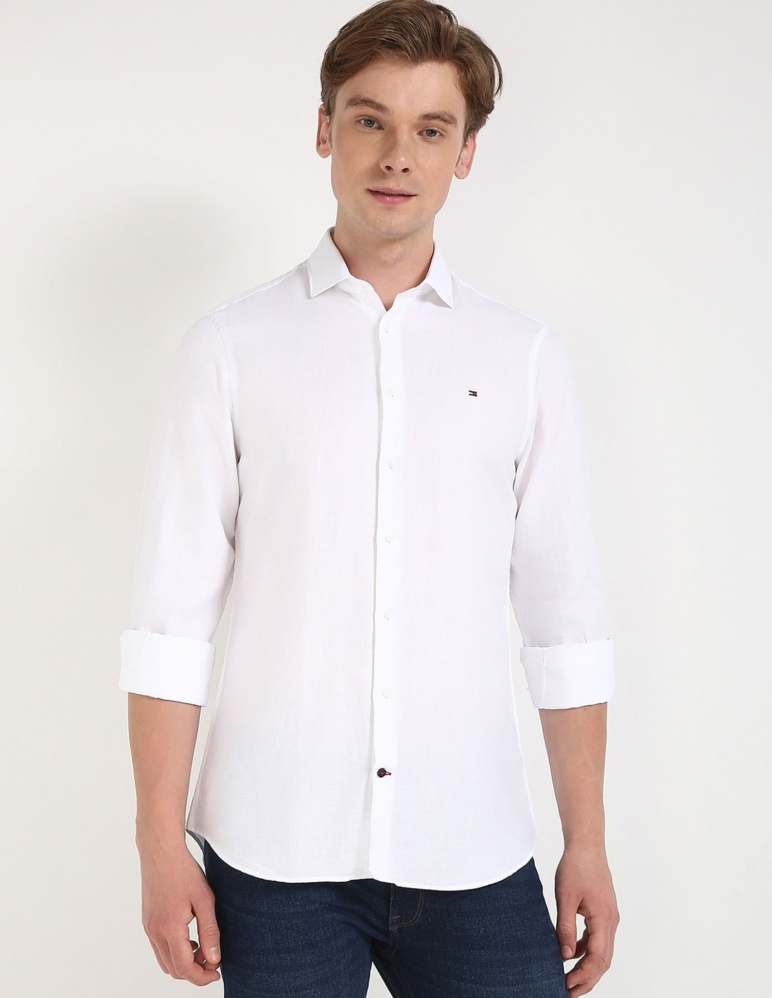 Tommy Hilfiger Solid Slim-Fit Cotton Shirt