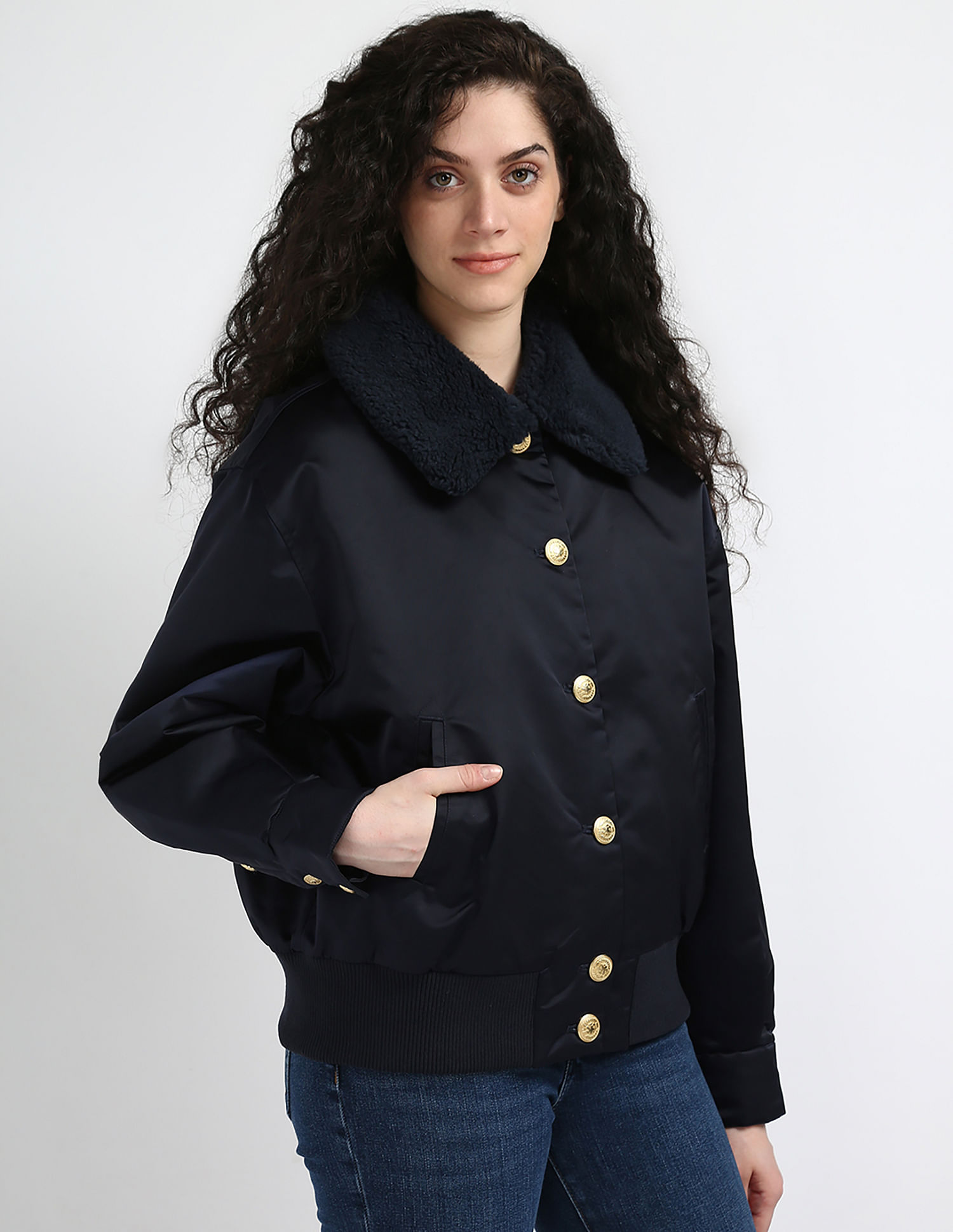 Tommy Hilfiger Teddy Collar Satin Padded Jacket