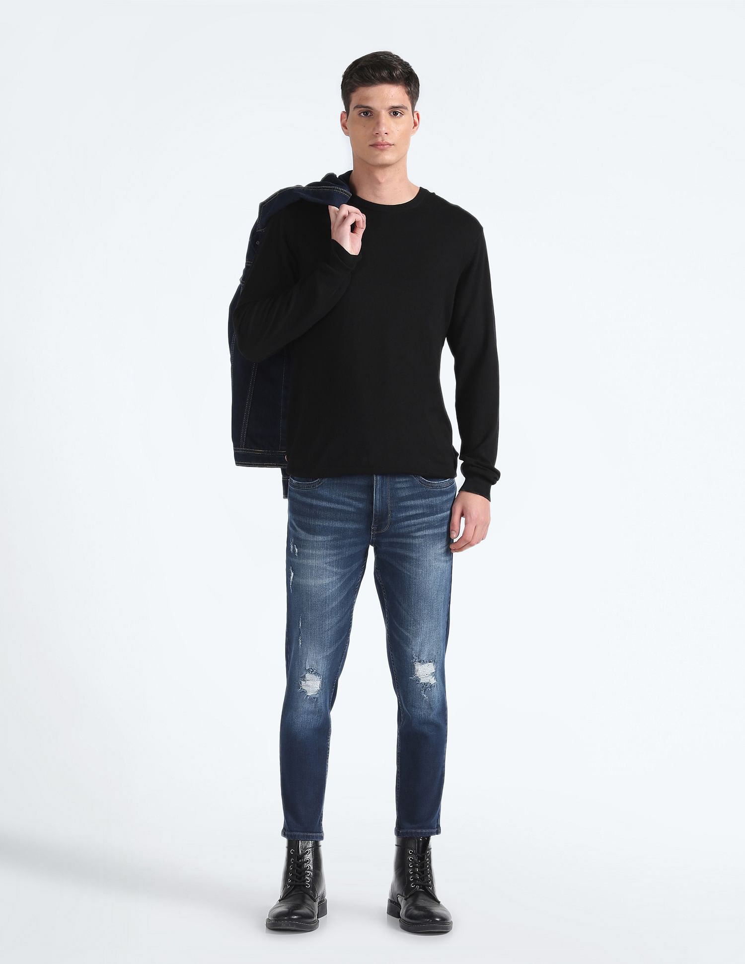 Flying Machine Mid Rise Mankle Slim Tapered Jeans
