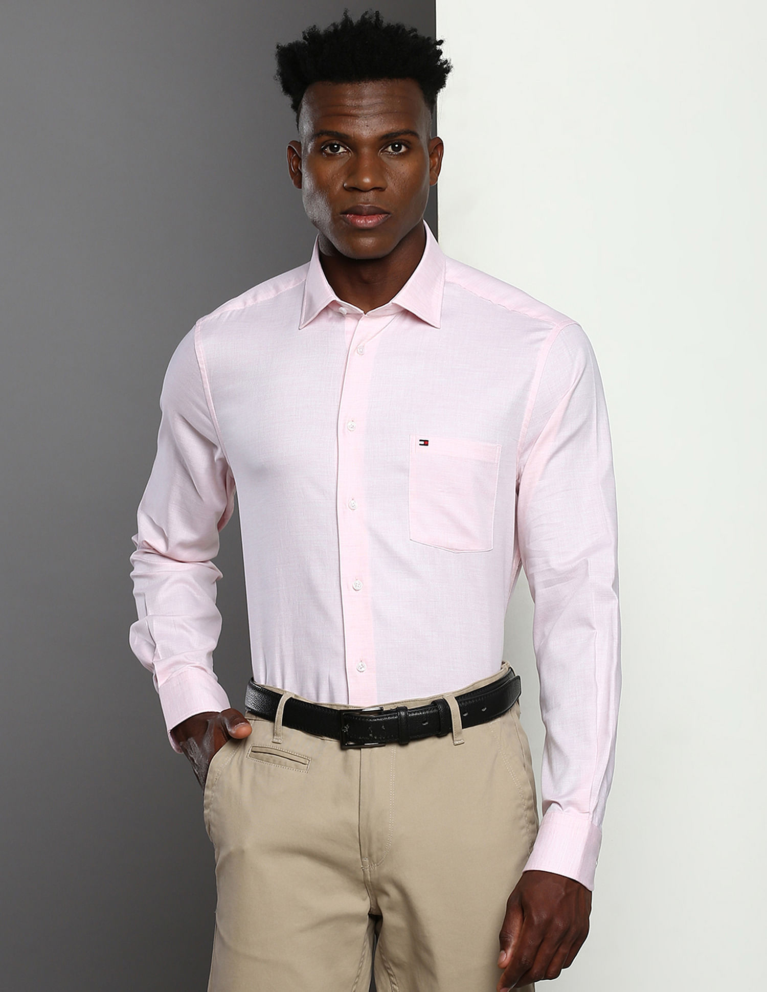 Tommy Hilfiger Solid Dobby Cotton Shirt