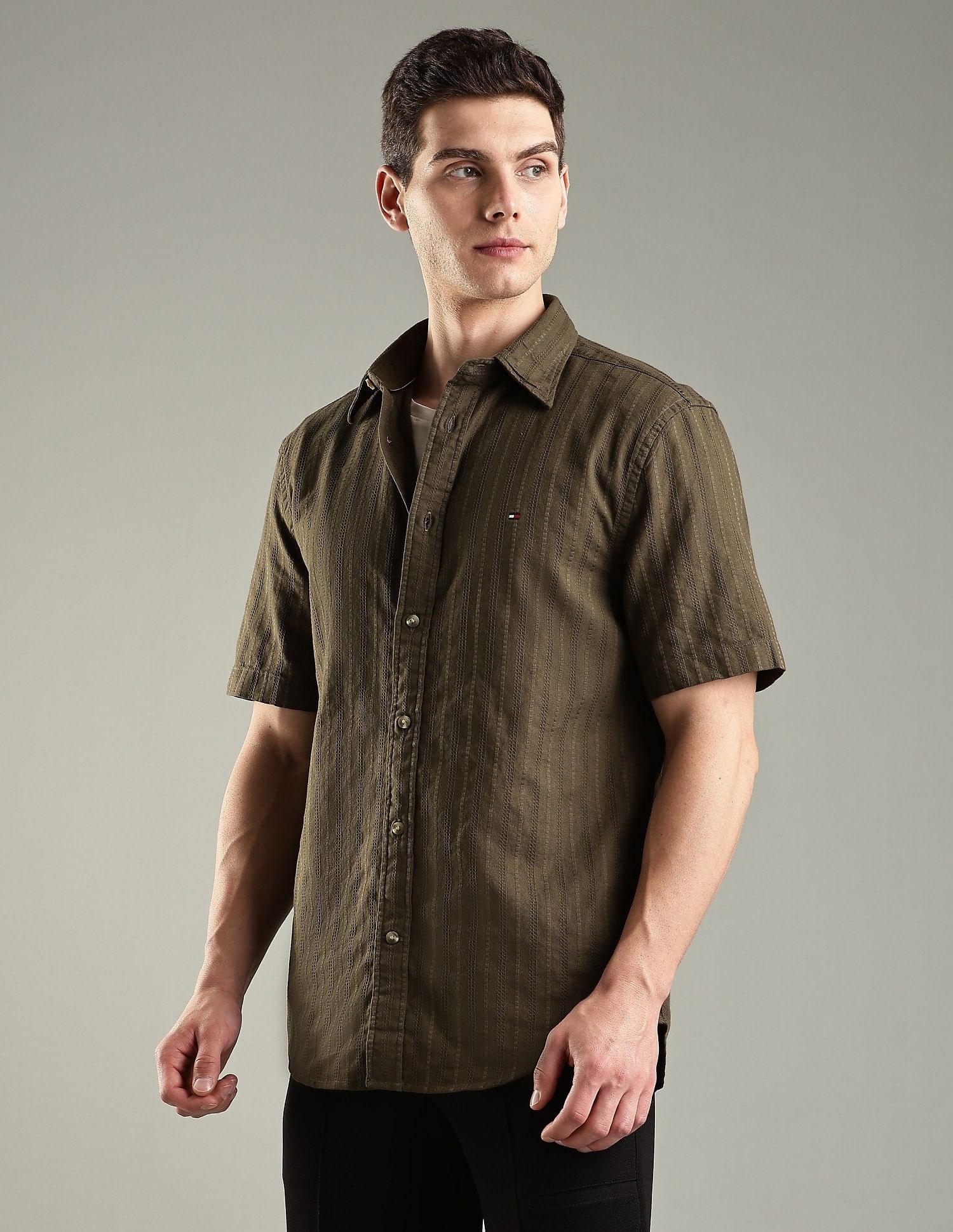 Tommy Hilfiger Striped Regular-Fit Cotton Woven Shirt