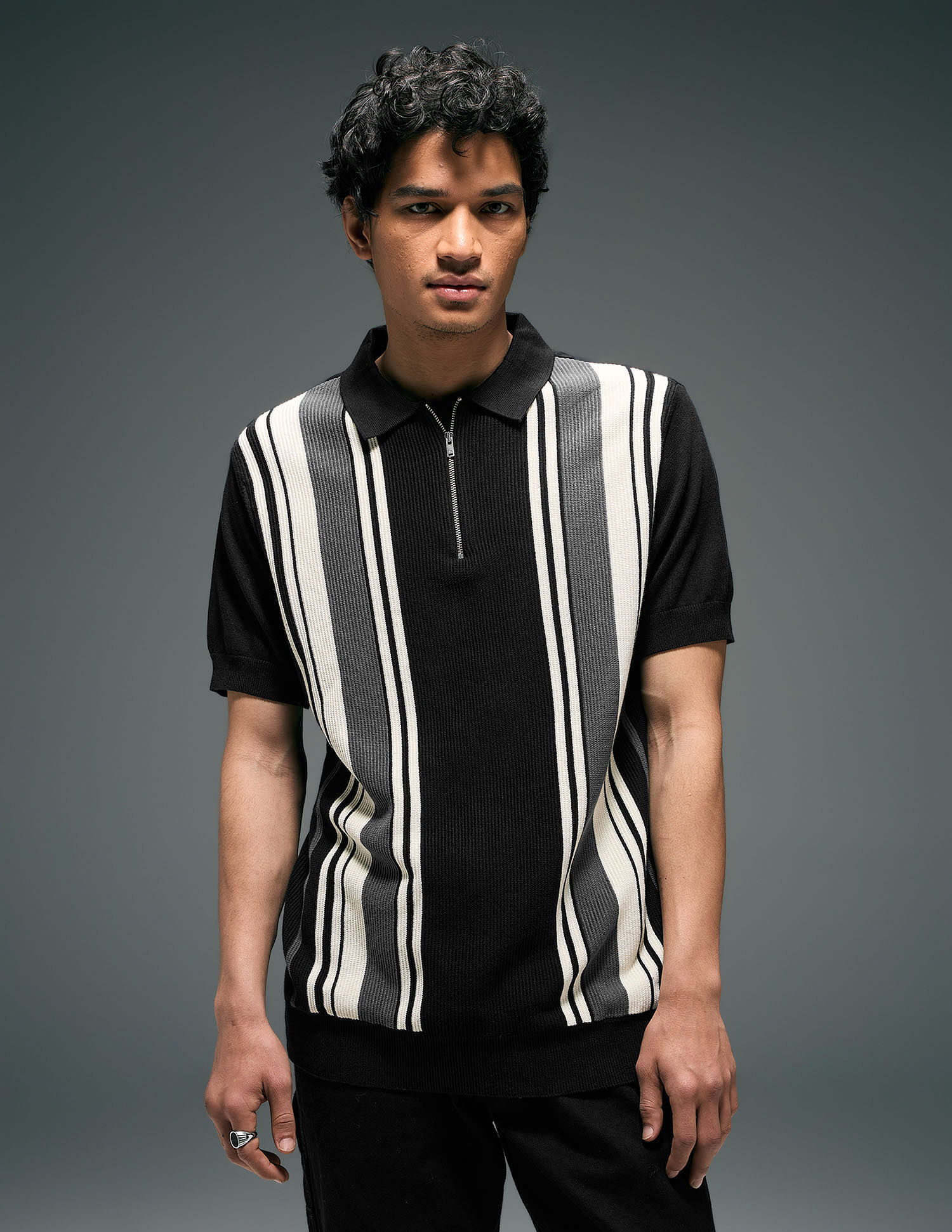 Flying Machine Vertical Striped Digitopia Polo Shirt
