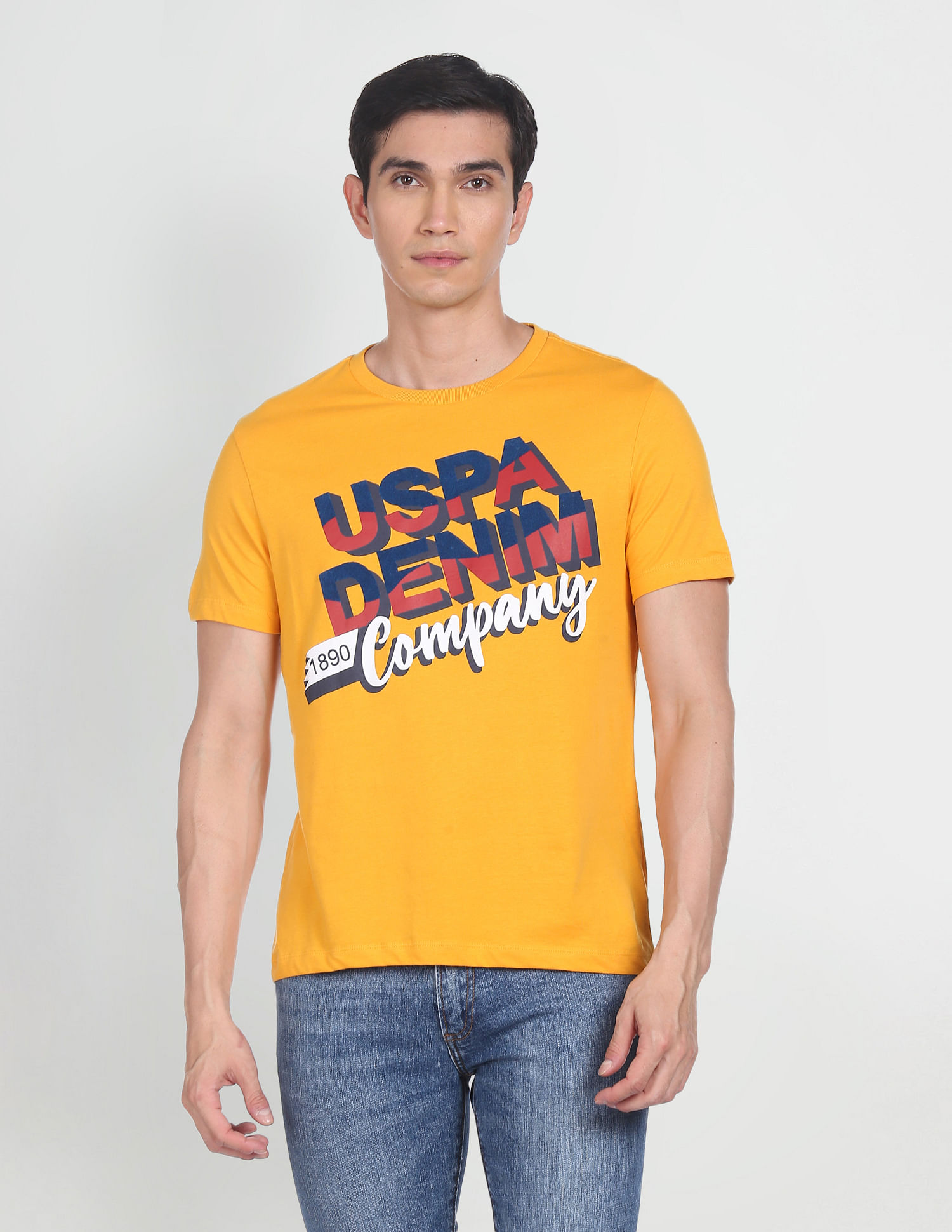 U.S. Polo Assn. Denim Co. Crew Neck Brand Print Pure Cotton T-Shirt