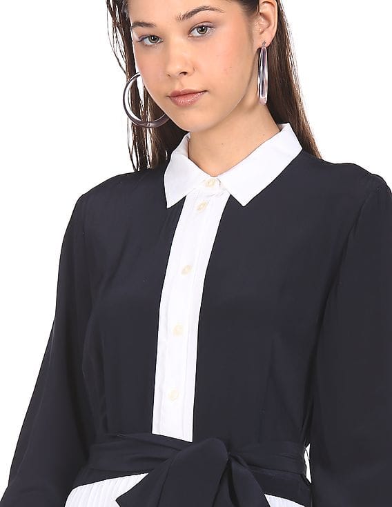 sachin and babi light blue dress Buy Tommy Hilfiger Women White And Navy Pleated Midi Fit And Flare Dress