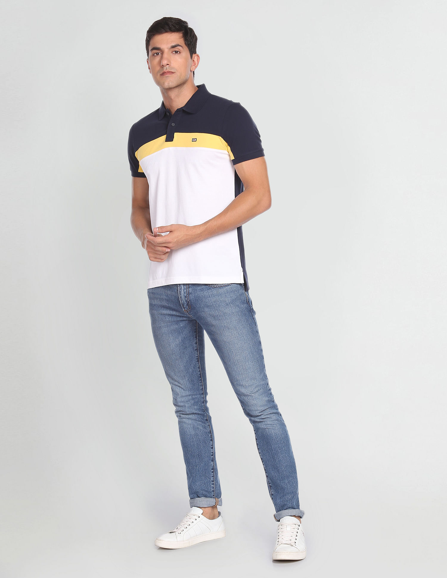 Arrow Sports Colour Block Cotton Polo Shirt