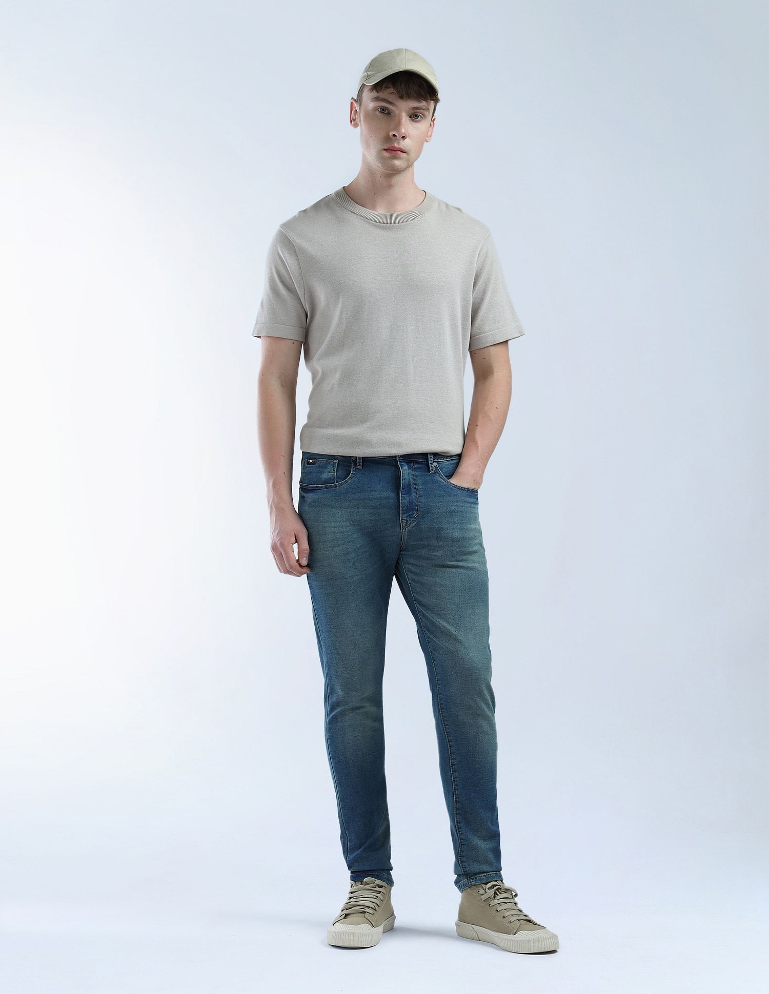 Flying Machine Slash Slim Tapered Fit Flex Knit Jeans