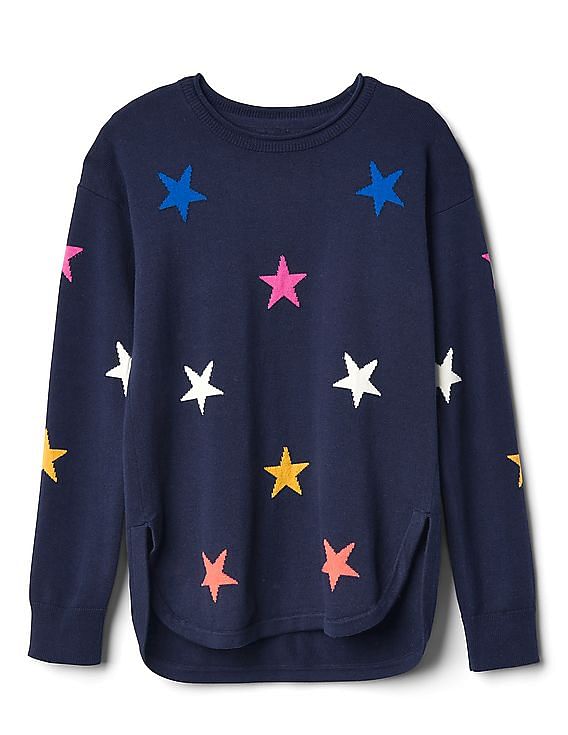 Buy GAP Girls Girls Blue Crazy Stripe Star Sweater NNNOW