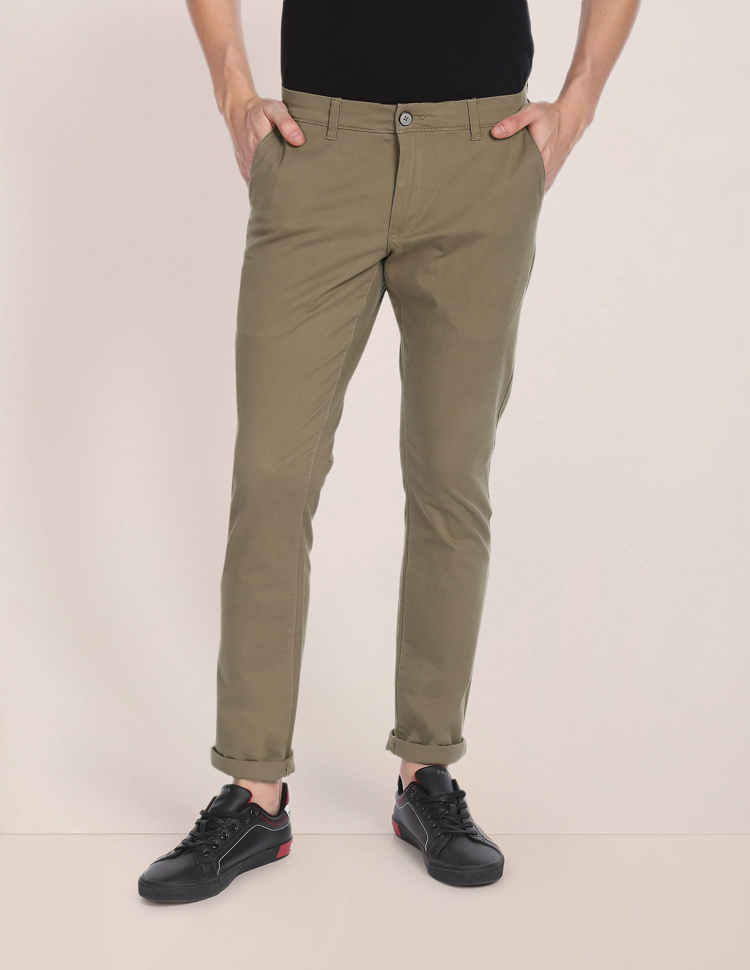 U.S. Polo Assn. Austin Trim Fit Textured Casual Trousers