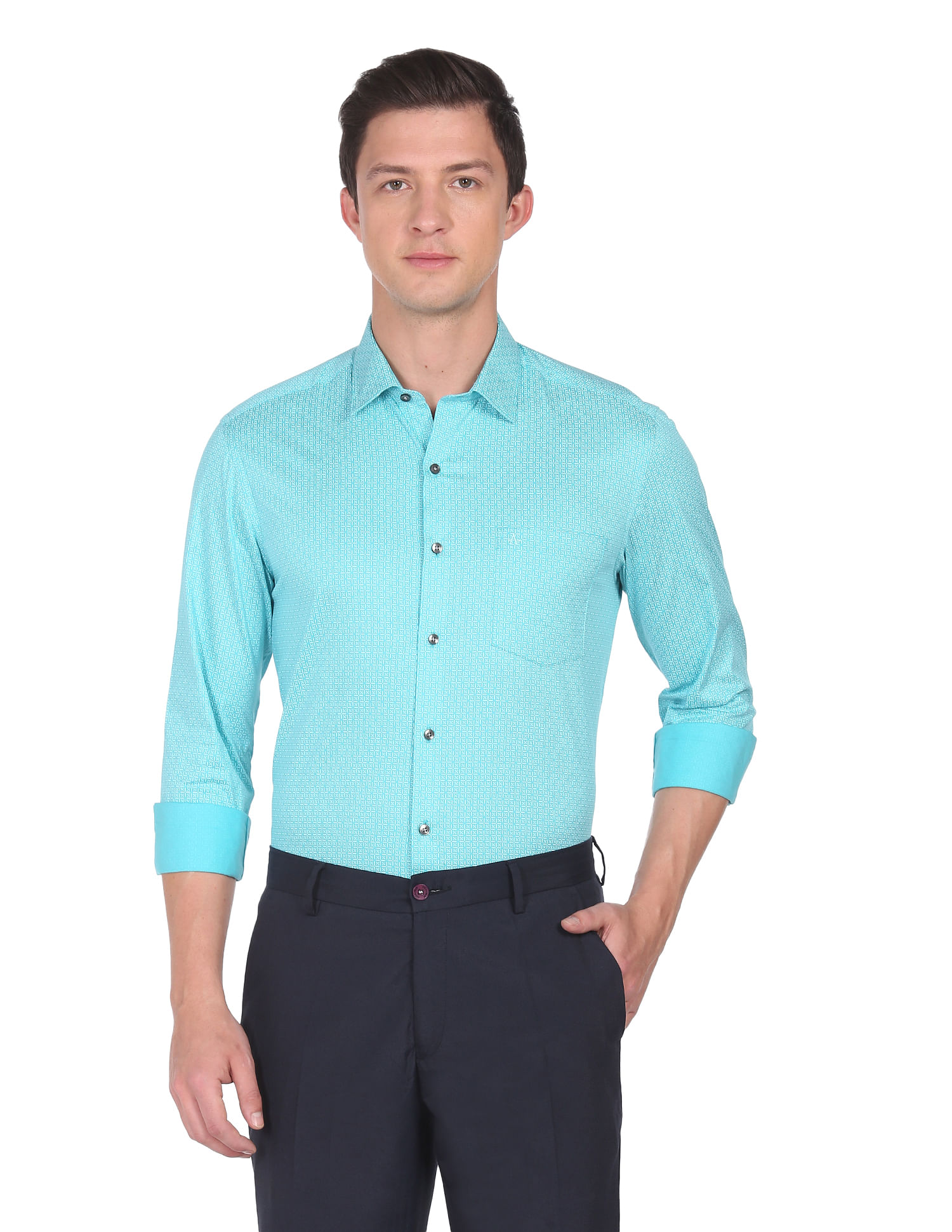 Arrow Manhattan Slim Fit Printed Cotton Shirt
