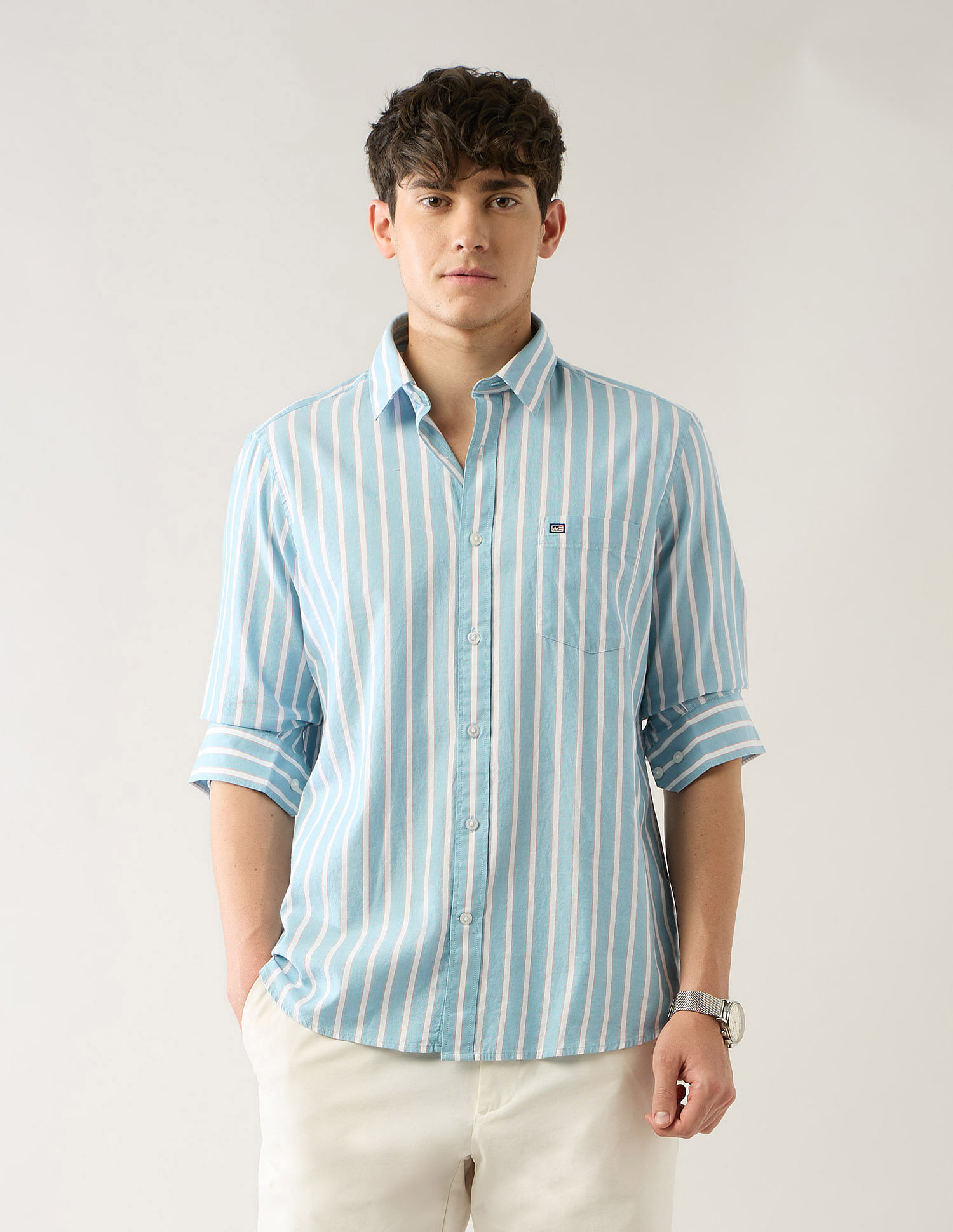 Arrow Sport Vertical Striped Pure Cotton Shirt