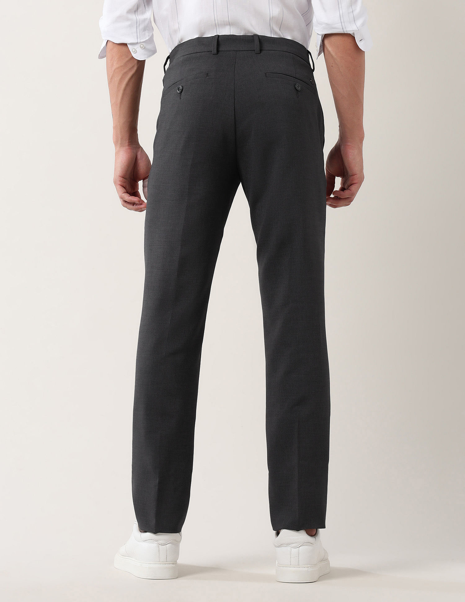 Arrow Newyork Solid Dobby Autoflex Trousers