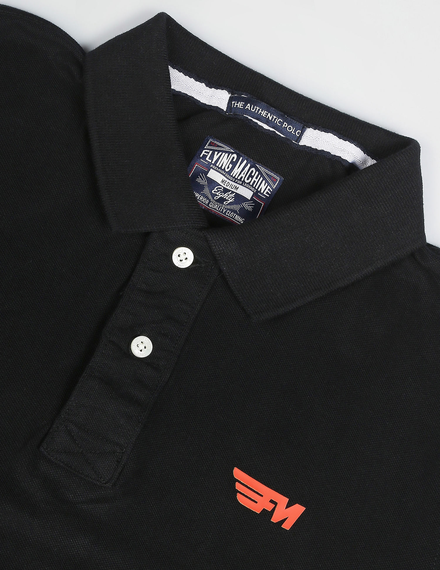 Flying Machine Solid Cotton Polo Shirt